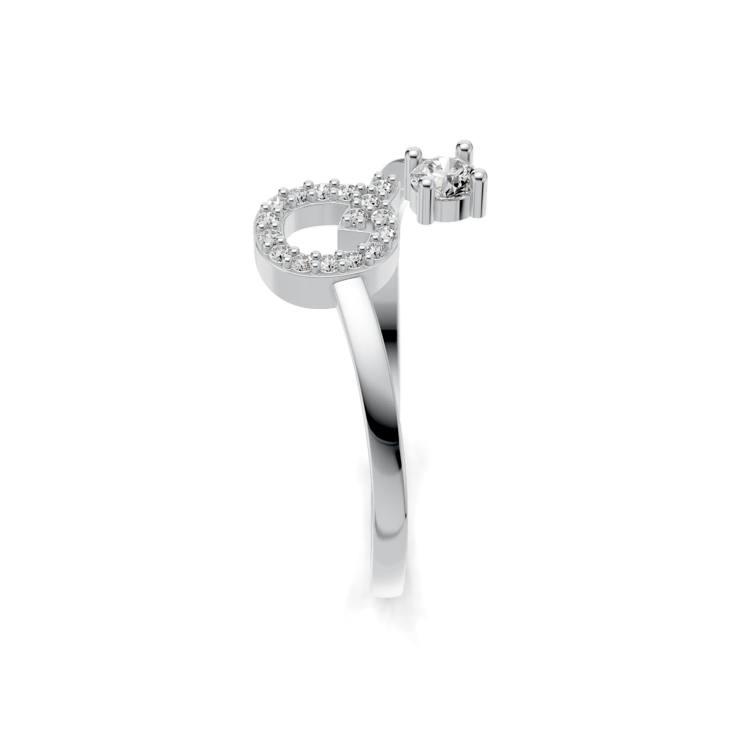 Pargold Solid Gold Enchanting Initial "Q" Gold Ring -Silver_Diamond_Diamond_Static_Silver