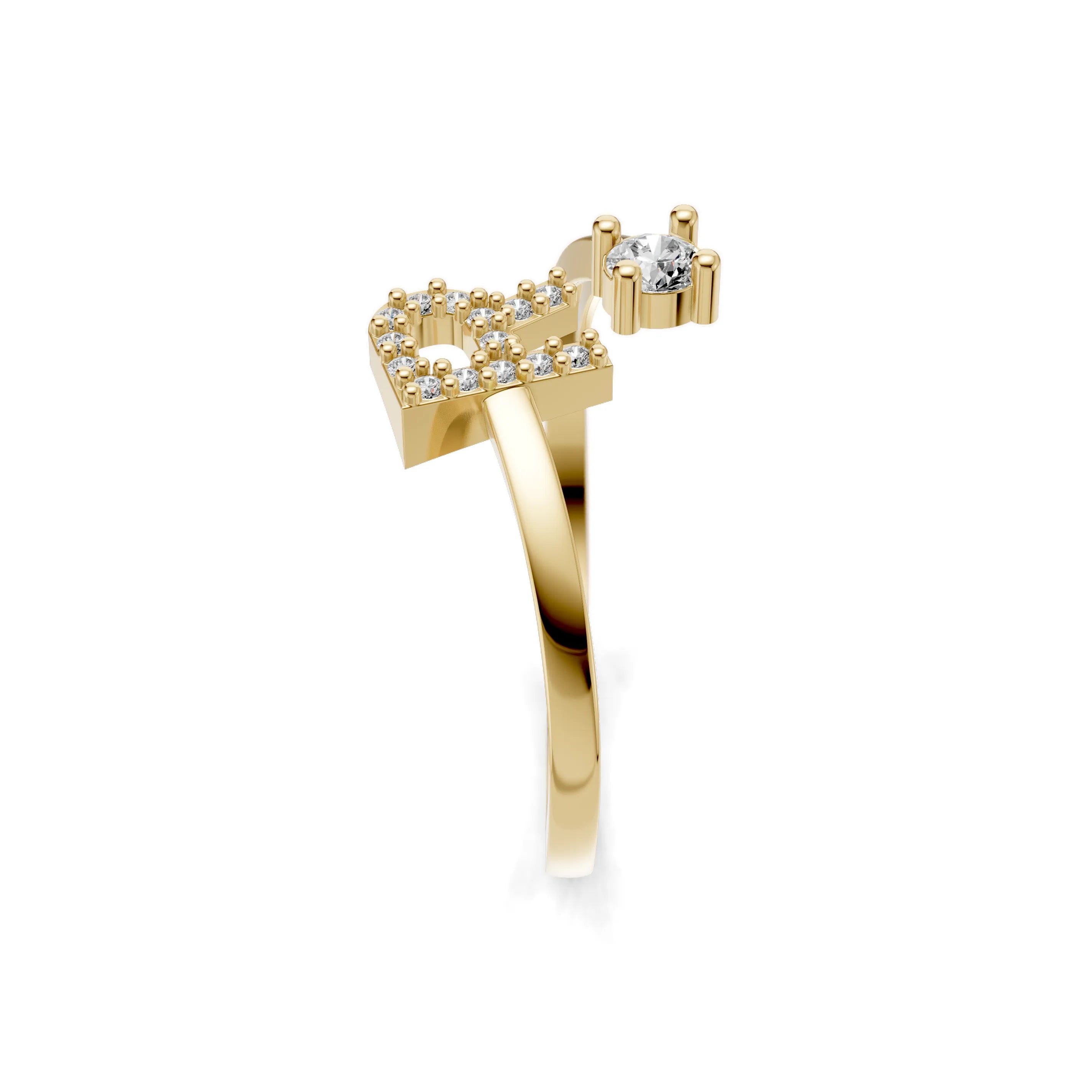 Pargold Solid Gold Regal Initial "R" Gold Ring -Gold_Diamond_Diamond_Static_Gold