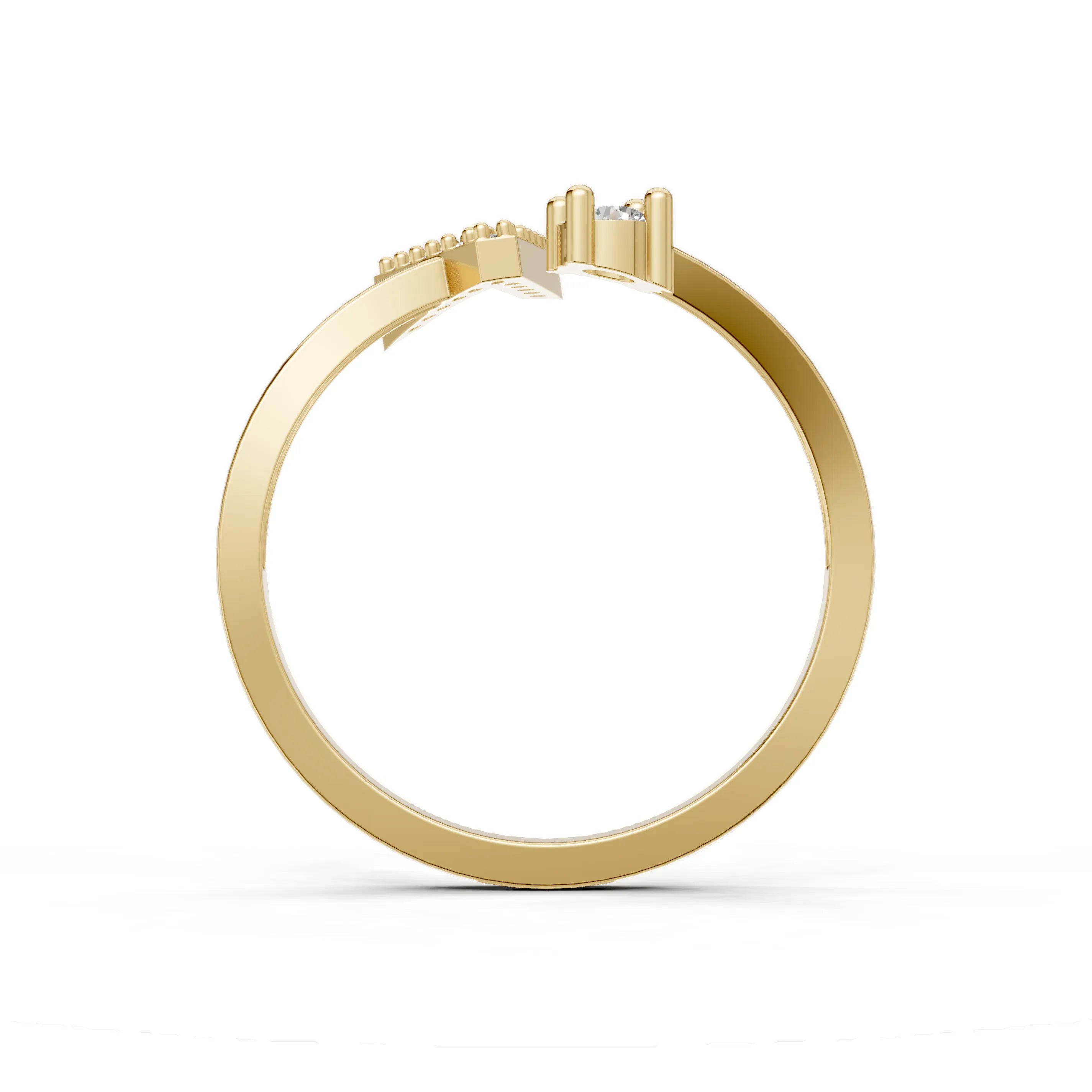 Pargold Solid Gold Versatile Initial "V" Gold Ring -Gold_Diamond_Diamond_Static_Gold