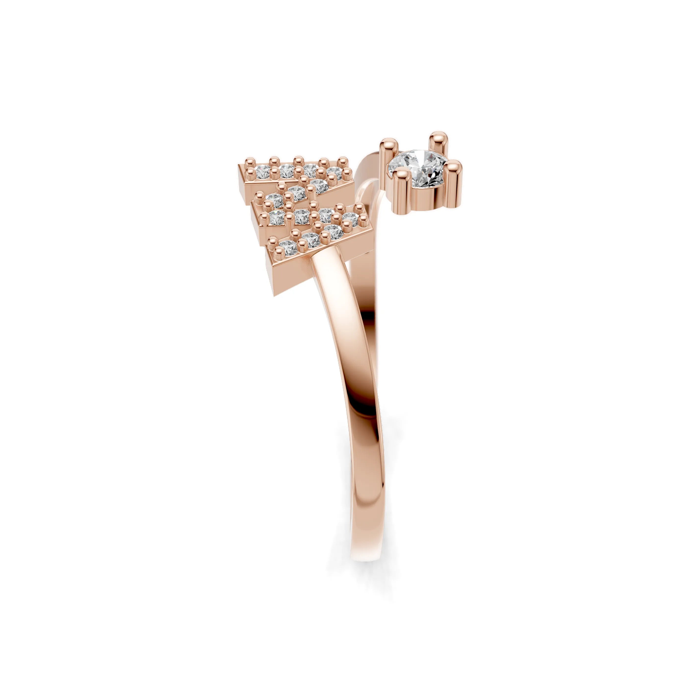 Pargold Solid Gold Intricate Initial "W" Gold Ring -Rose_Diamond_Diamond_Static_Rose