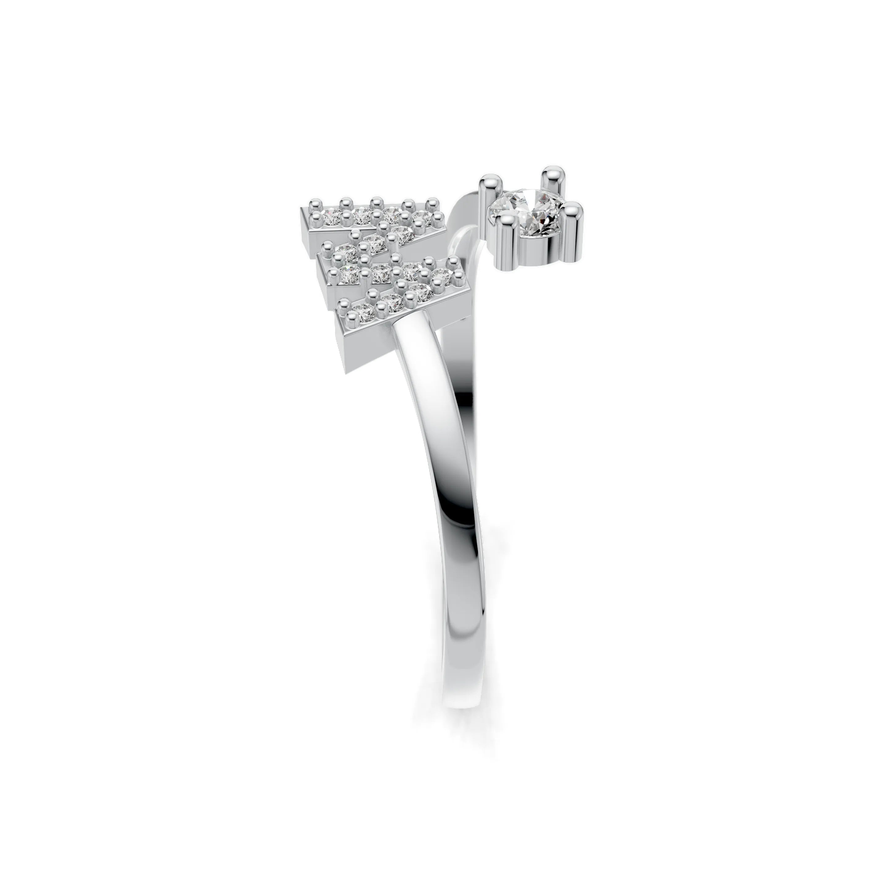 Pargold Solid Gold Intricate Initial "W" Gold Ring -Silver_Diamond_Diamond_Static_Silver