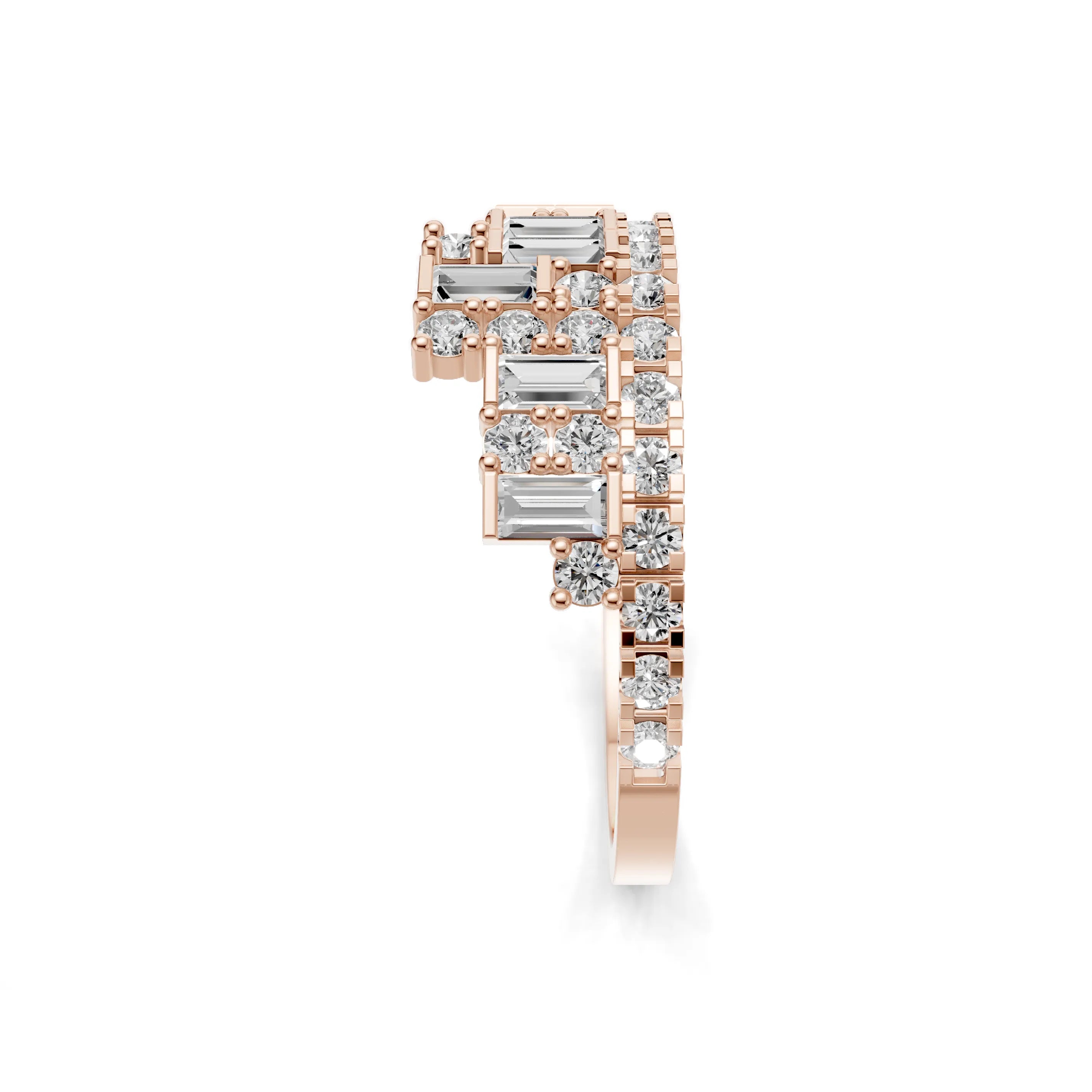 Pargold Solid Gold Modern Baguette & Round Cut Ring -Rose_Diamond_Diamond_Static_Rose