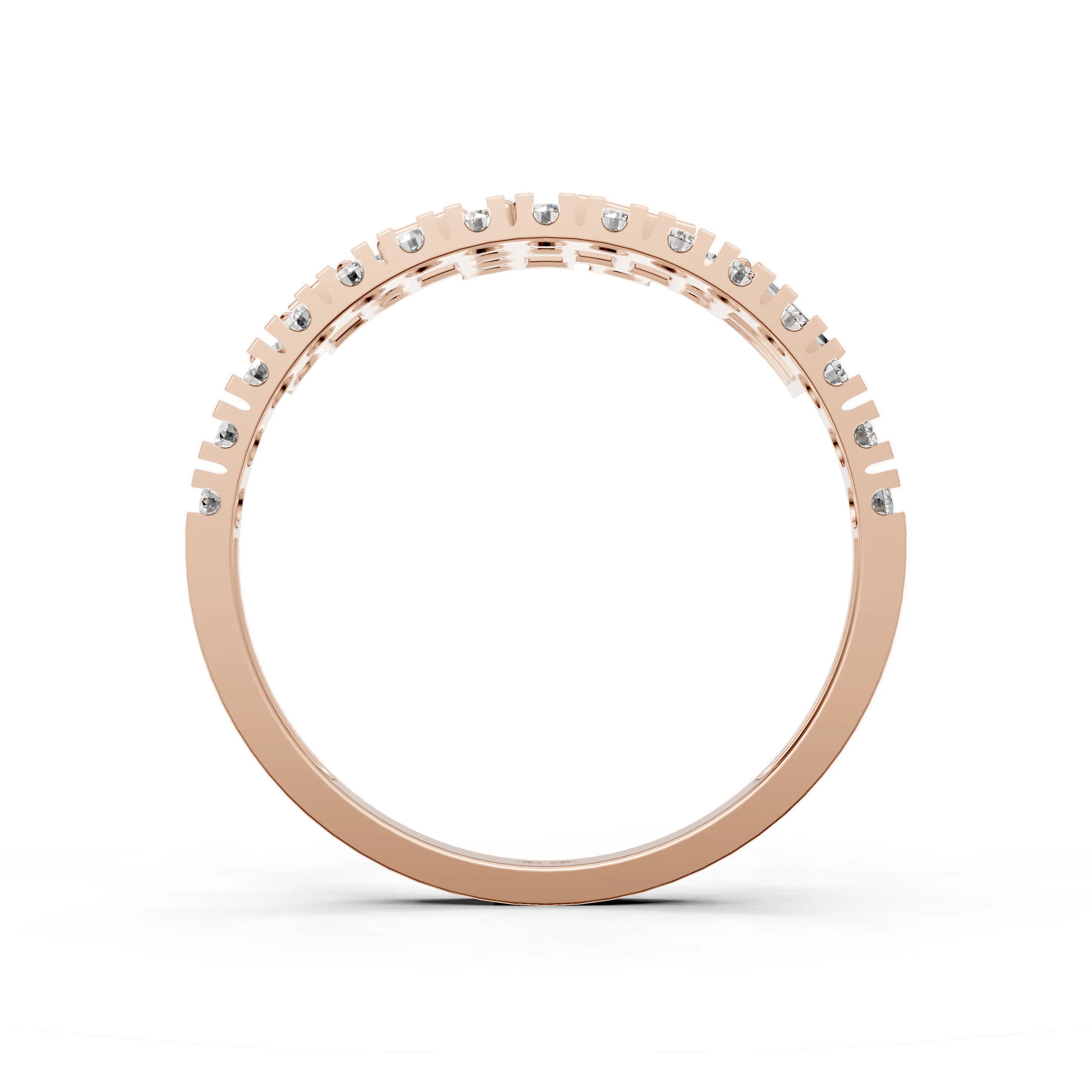 Pargold Solid Gold Modern Baguette & Round Cut Ring -Rose_Diamond_Diamond_Static_Rose