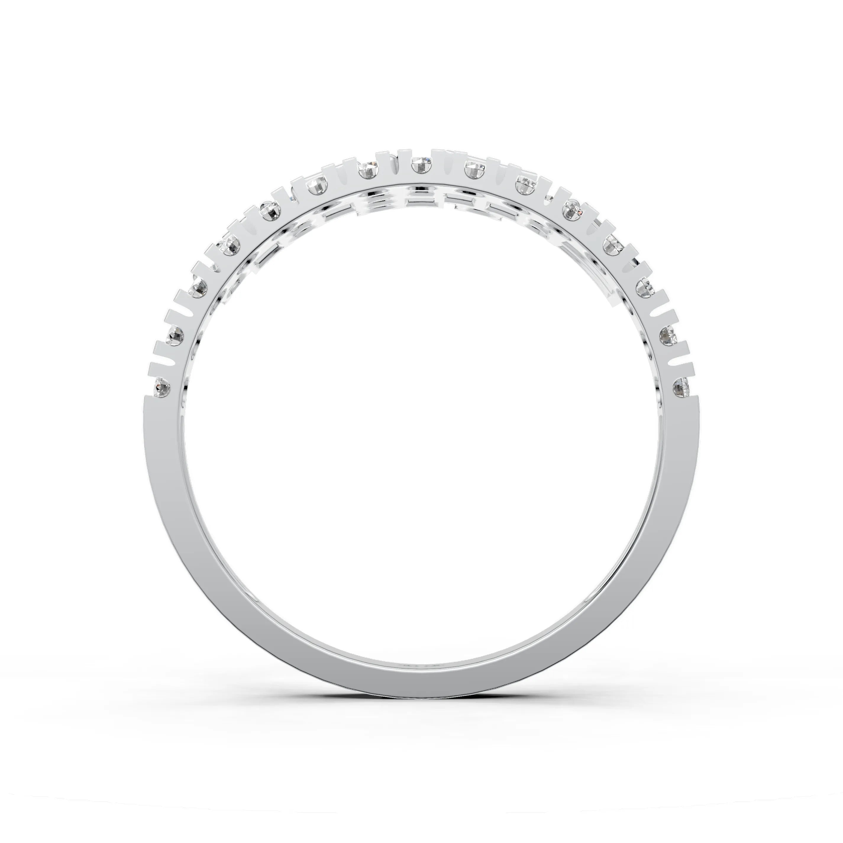 Pargold Solid Gold Modern Baguette & Round Cut Ring -Silver_Diamond_Diamond_Static_Silver