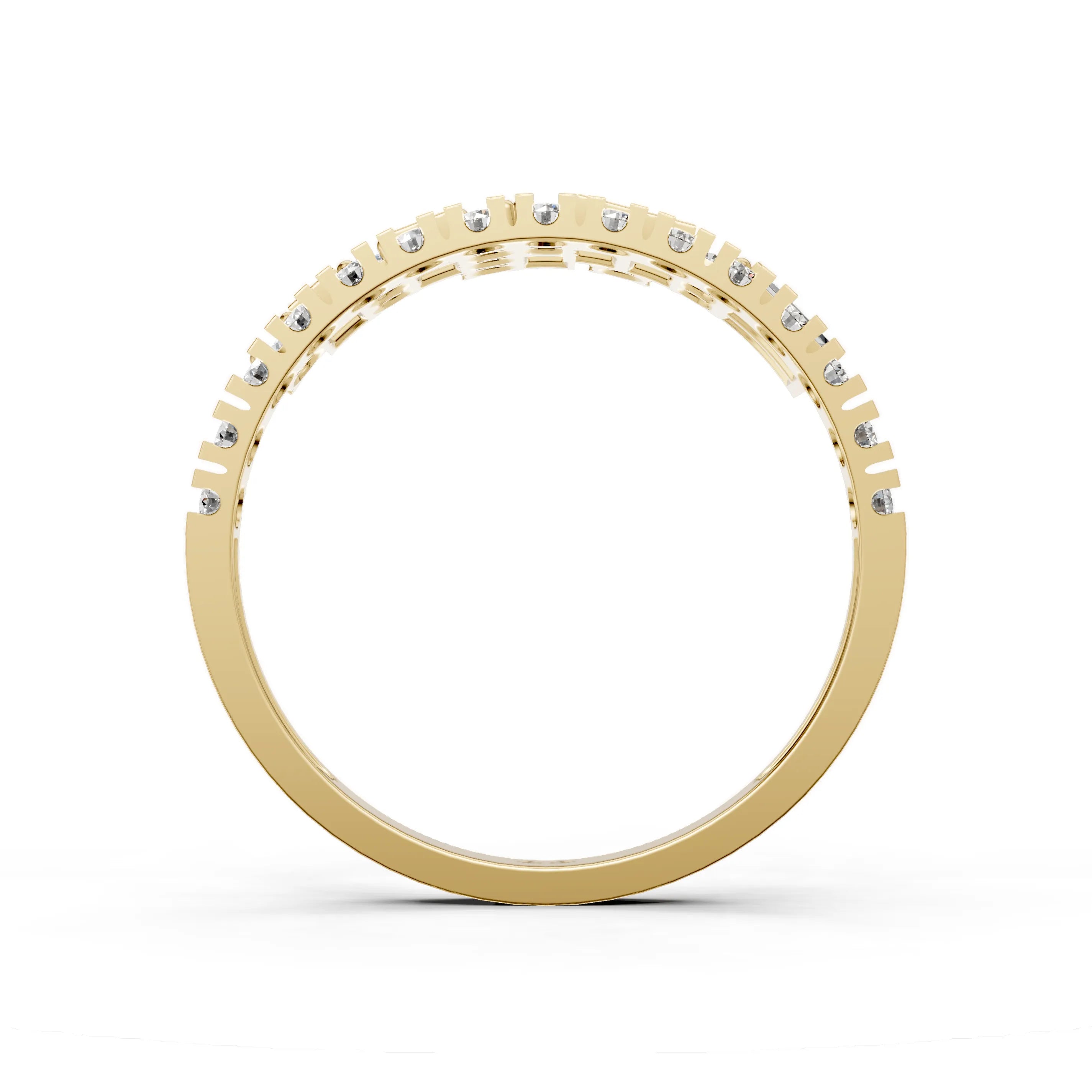 Pargold Solid Gold Modern Baguette & Round Cut Ring -Gold_Diamond_Diamond_Static_Gold