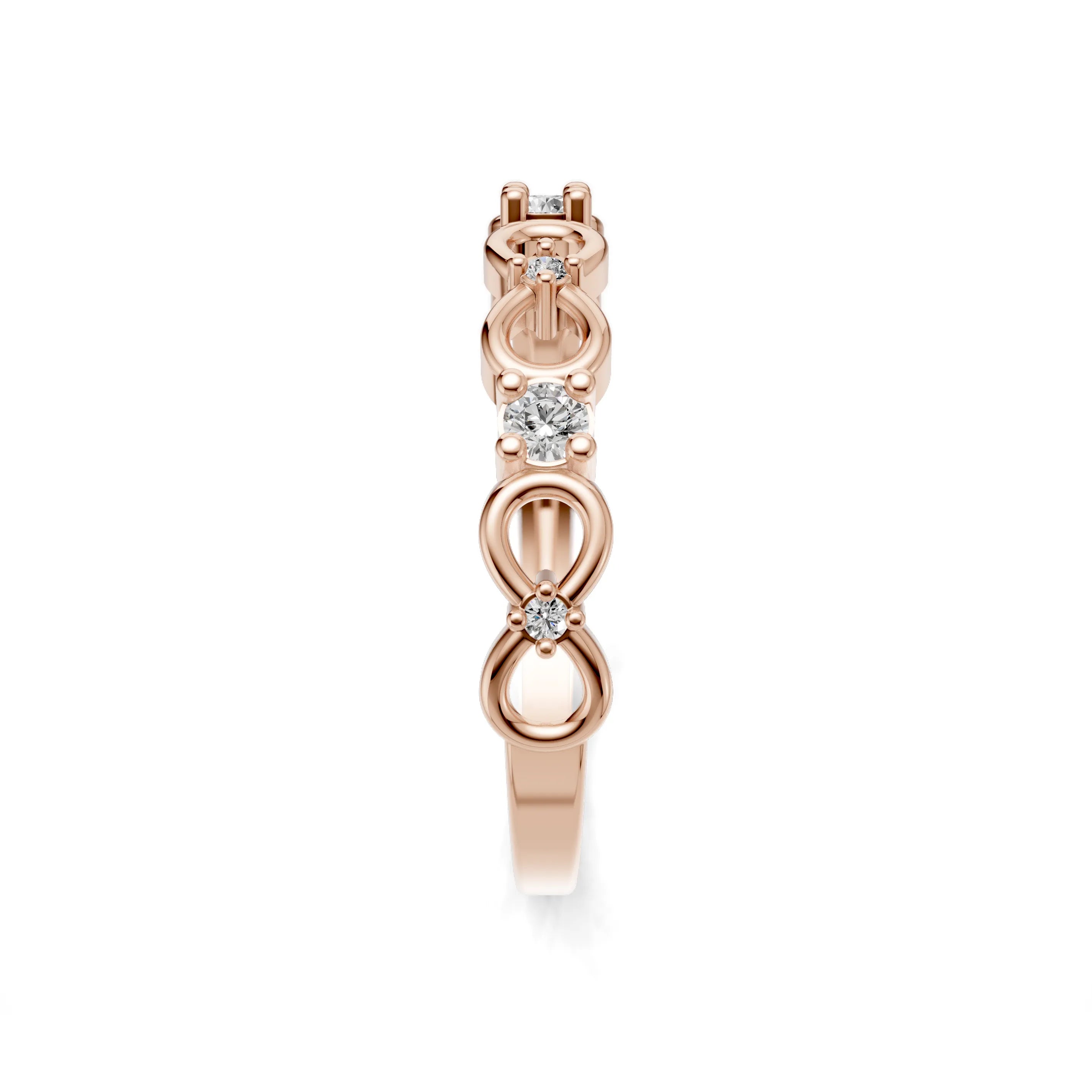 Pargold Solid Gold Infinity Loop Eternity Ring -Rose_Diamond_Diamond_Static_Rose