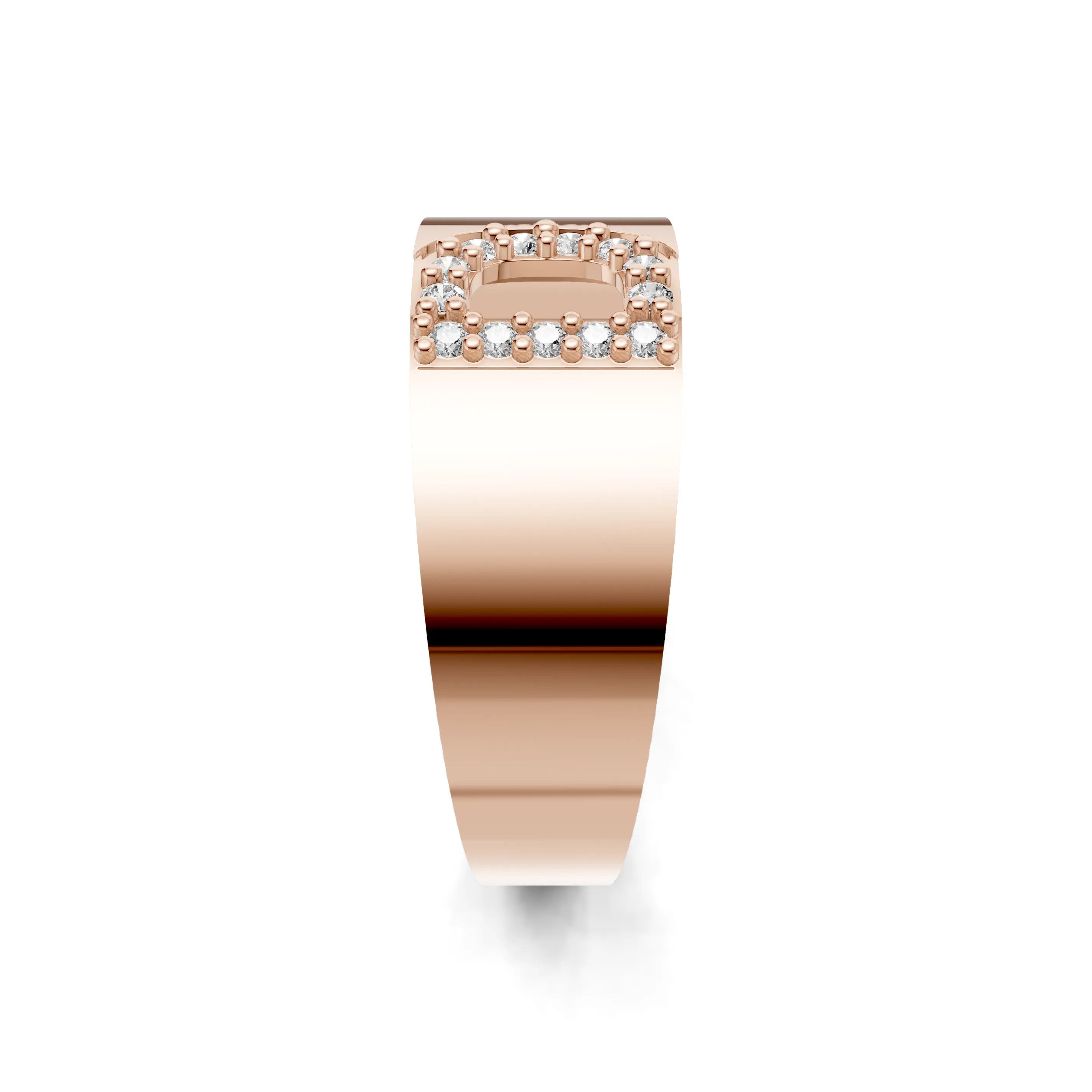 Pargold Solid Gold Dainty Initial "D" Gold Signet Ring -Rose_Diamond_Static_Rose