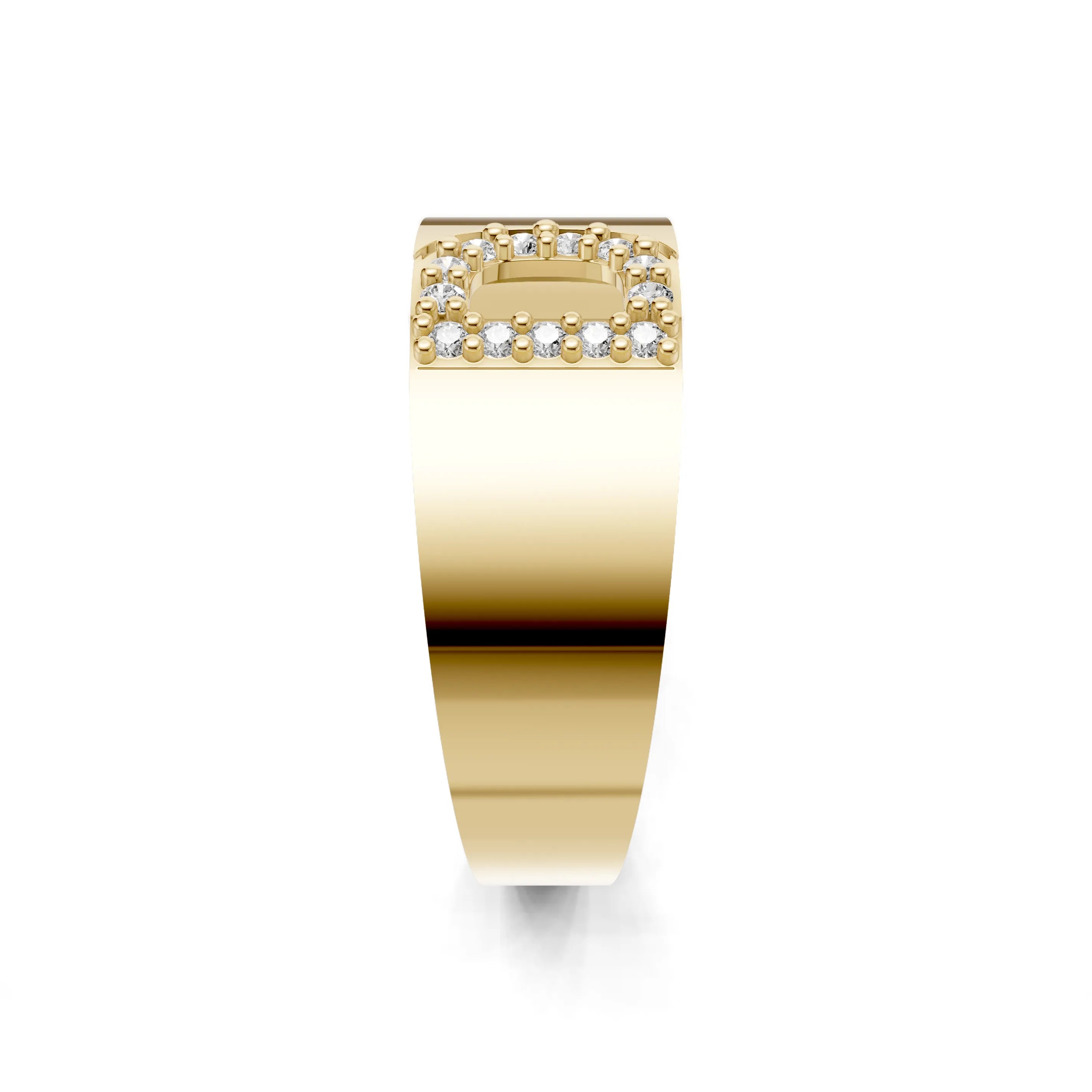 Pargold Solid Gold Dainty Initial "D" Gold Signet Ring -Gold_Diamond_Static_Gold