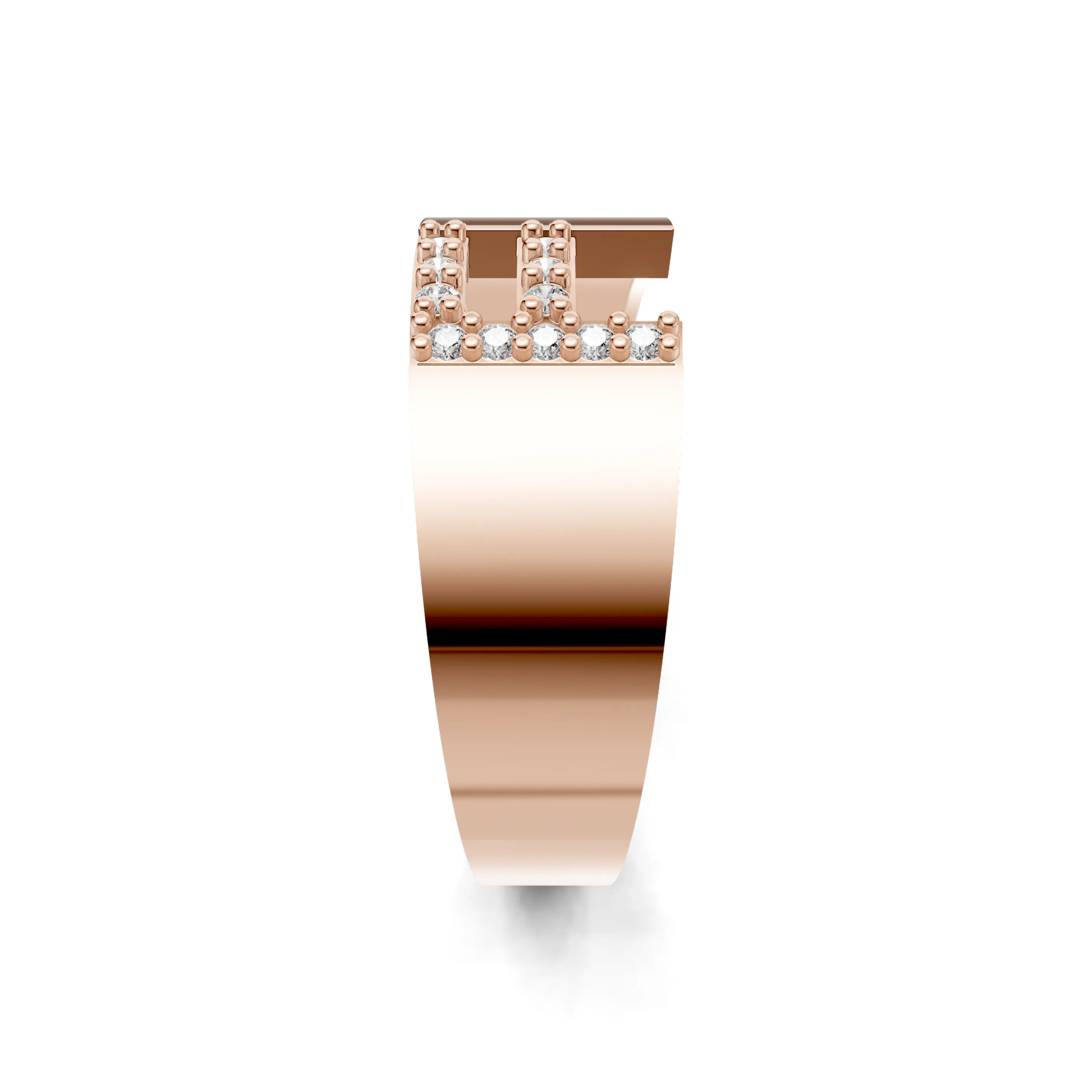 Pargold Solid Gold Fabulous Initial "F" Gold Signet Ring -Rose_Diamond_Static_Rose