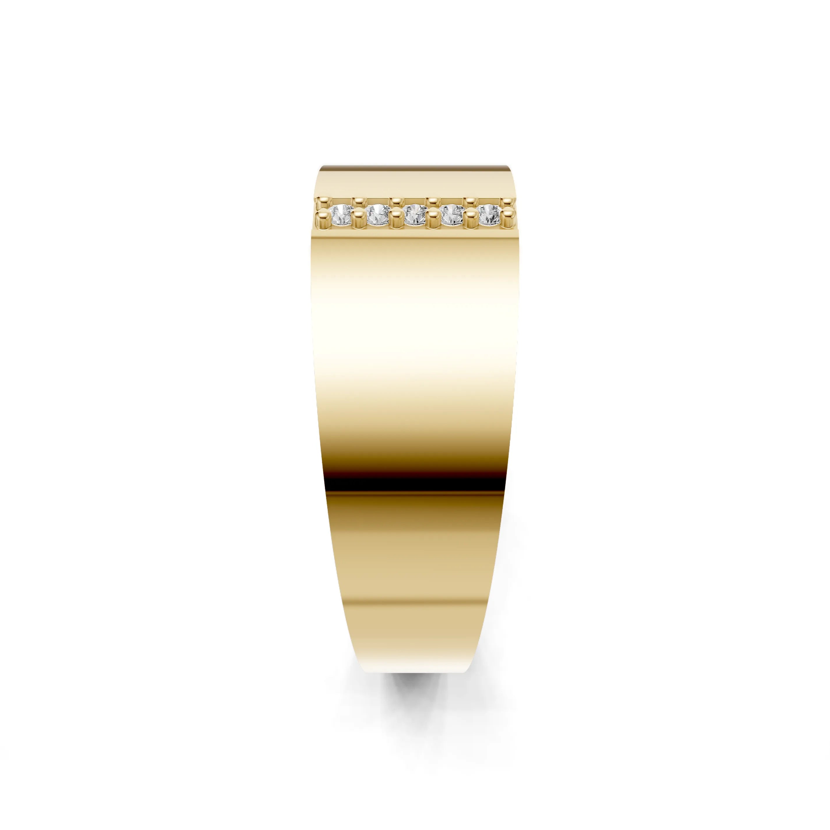 Pargold Solid Gold Impressive Initial "I" Gold Signet Ring -Gold_Diamond_Static_Gold