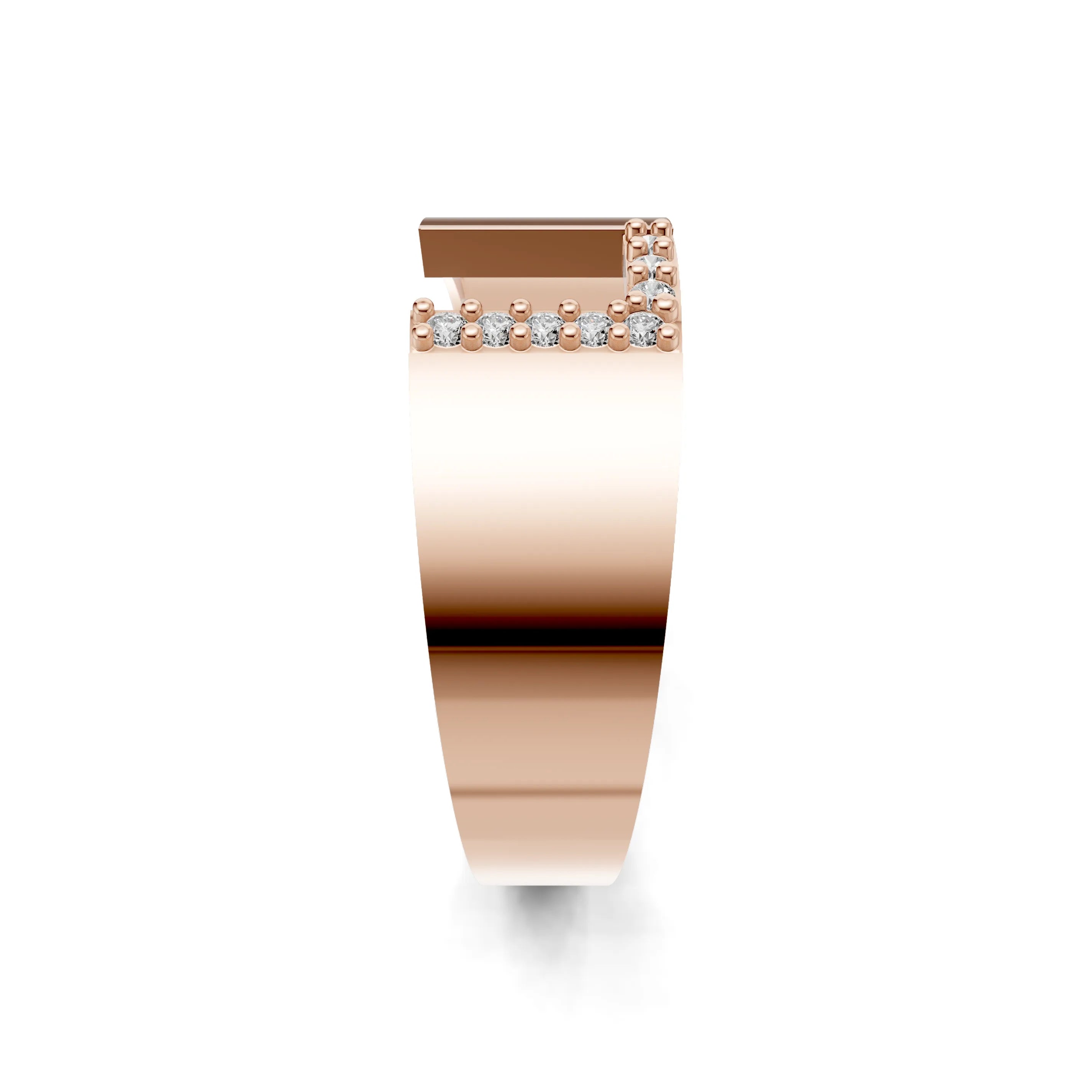 Pargold Solid Gold Luxurious Initial "L" Gold Signet Ring -Rose_Diamond_Static_Rose