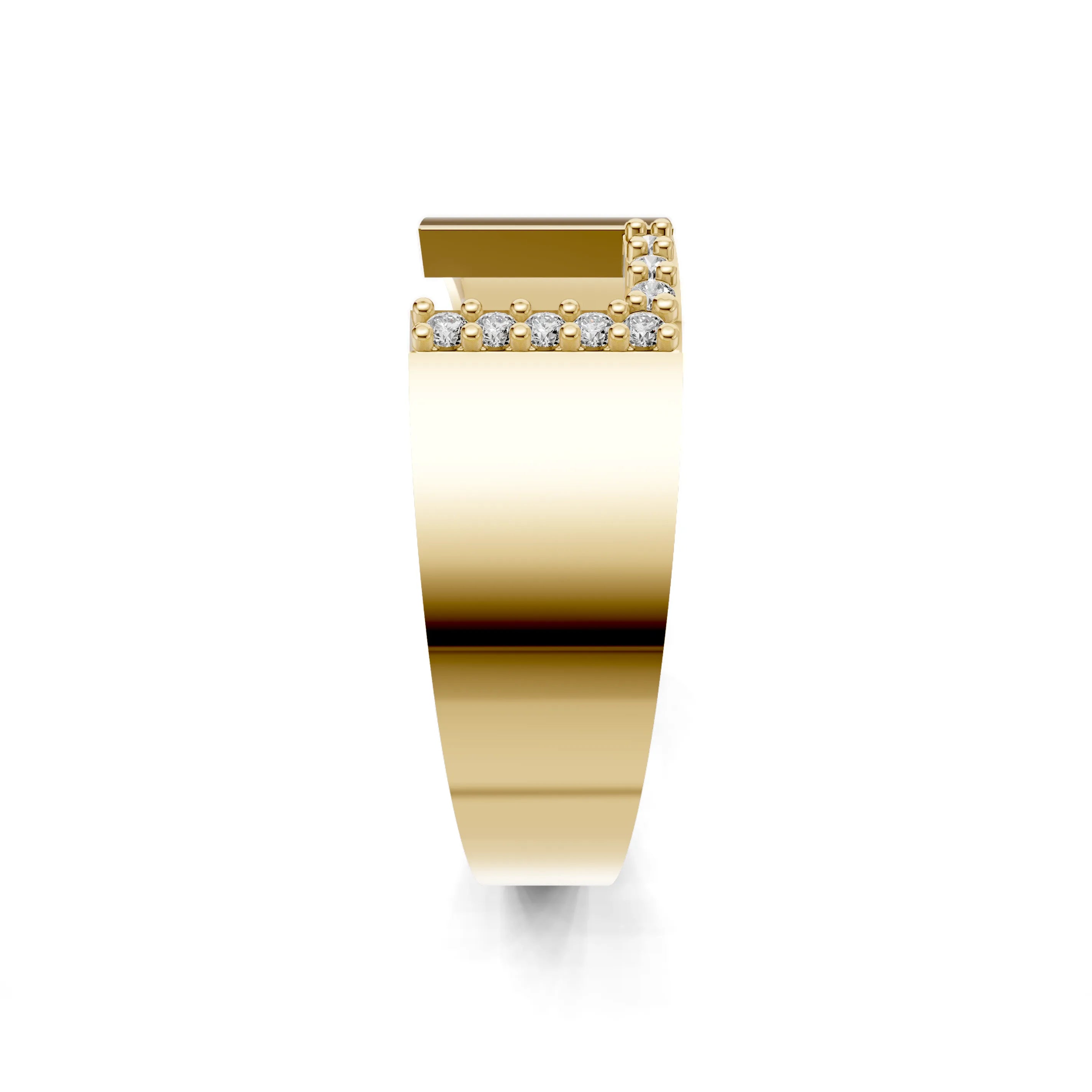 Pargold Solid Gold Luxurious Initial "L" Gold Signet Ring -Gold_Diamond_Static_Gold