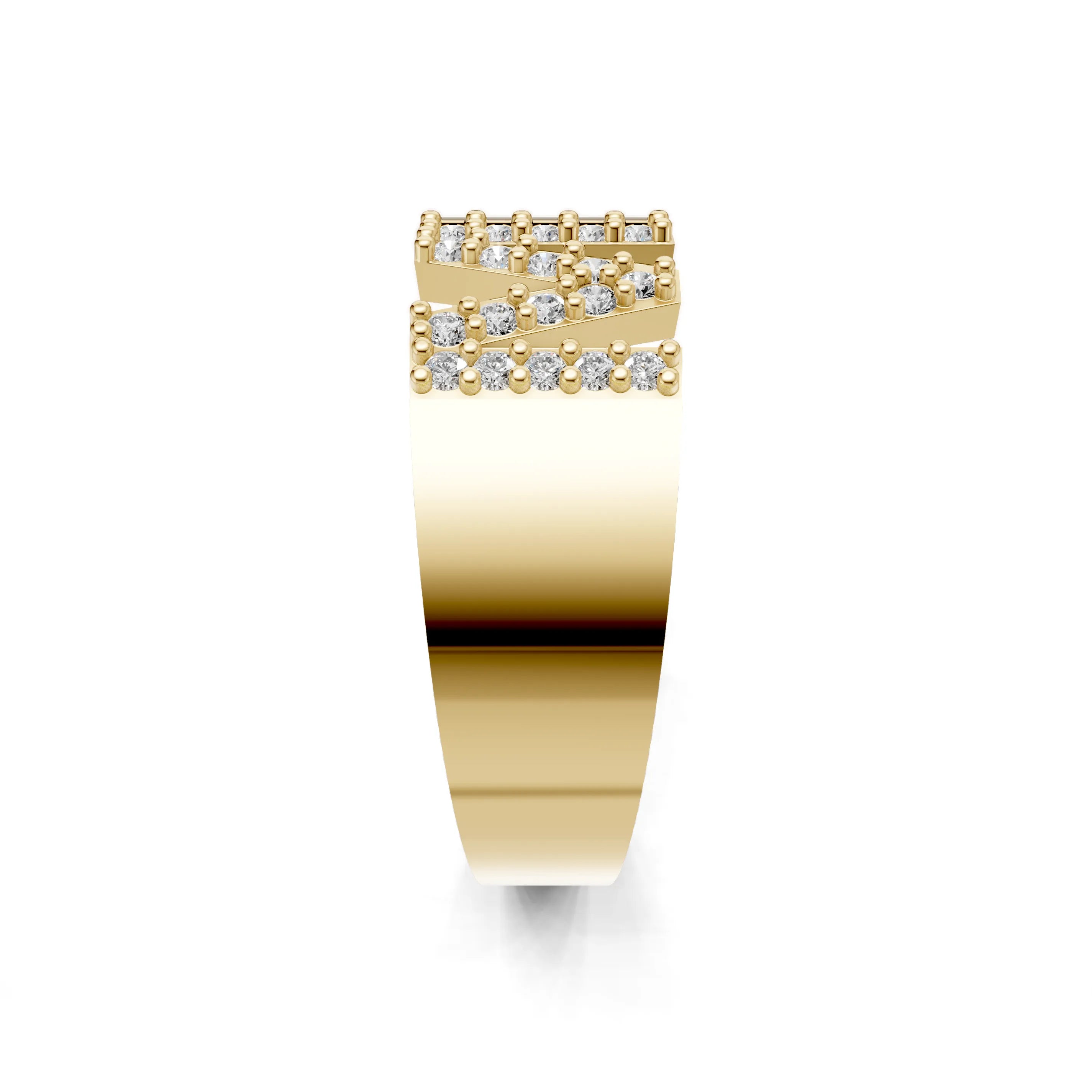 Pargold Solid Gold Magnificent Initial "M" Gold Signet Ring -Gold_Diamond_Static_Gold