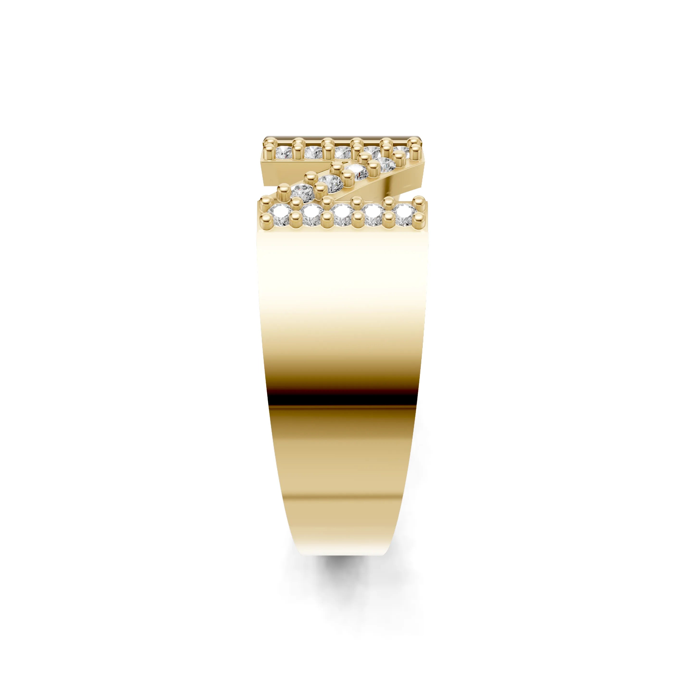 Pargold Solid Gold Noble Initial "N" Gold Signet Ring -Gold_Diamond_Static_Gold