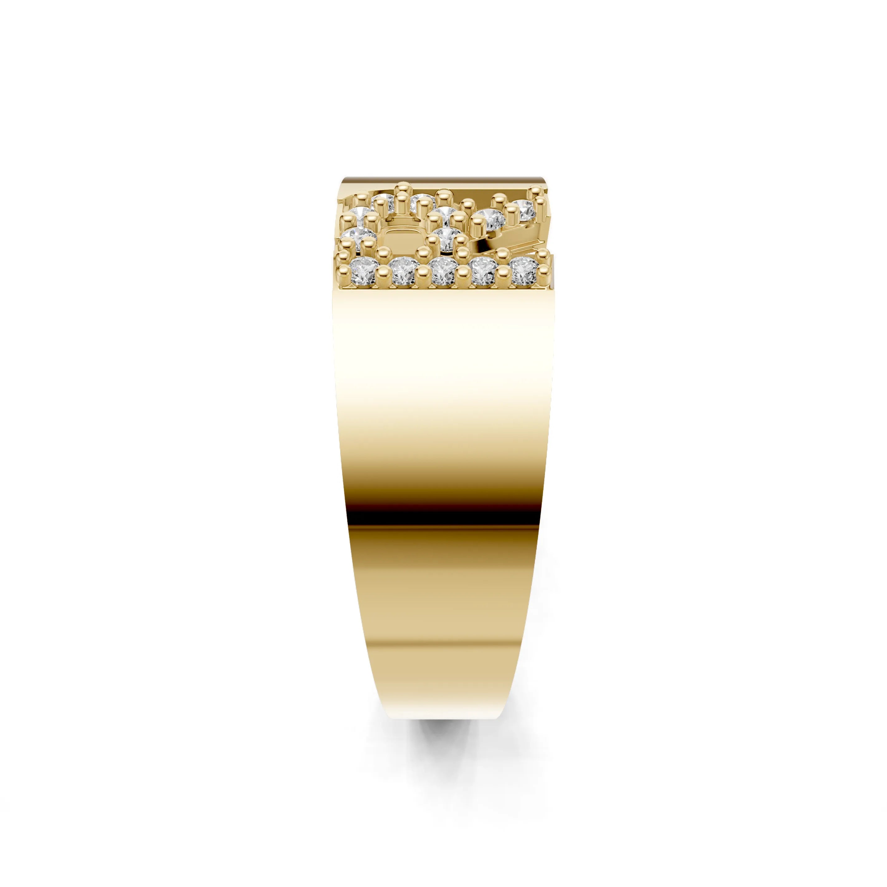 Pargold Solid Gold Refined Initial "R" Gold Signet Ring -Gold_Diamond_Static_Gold