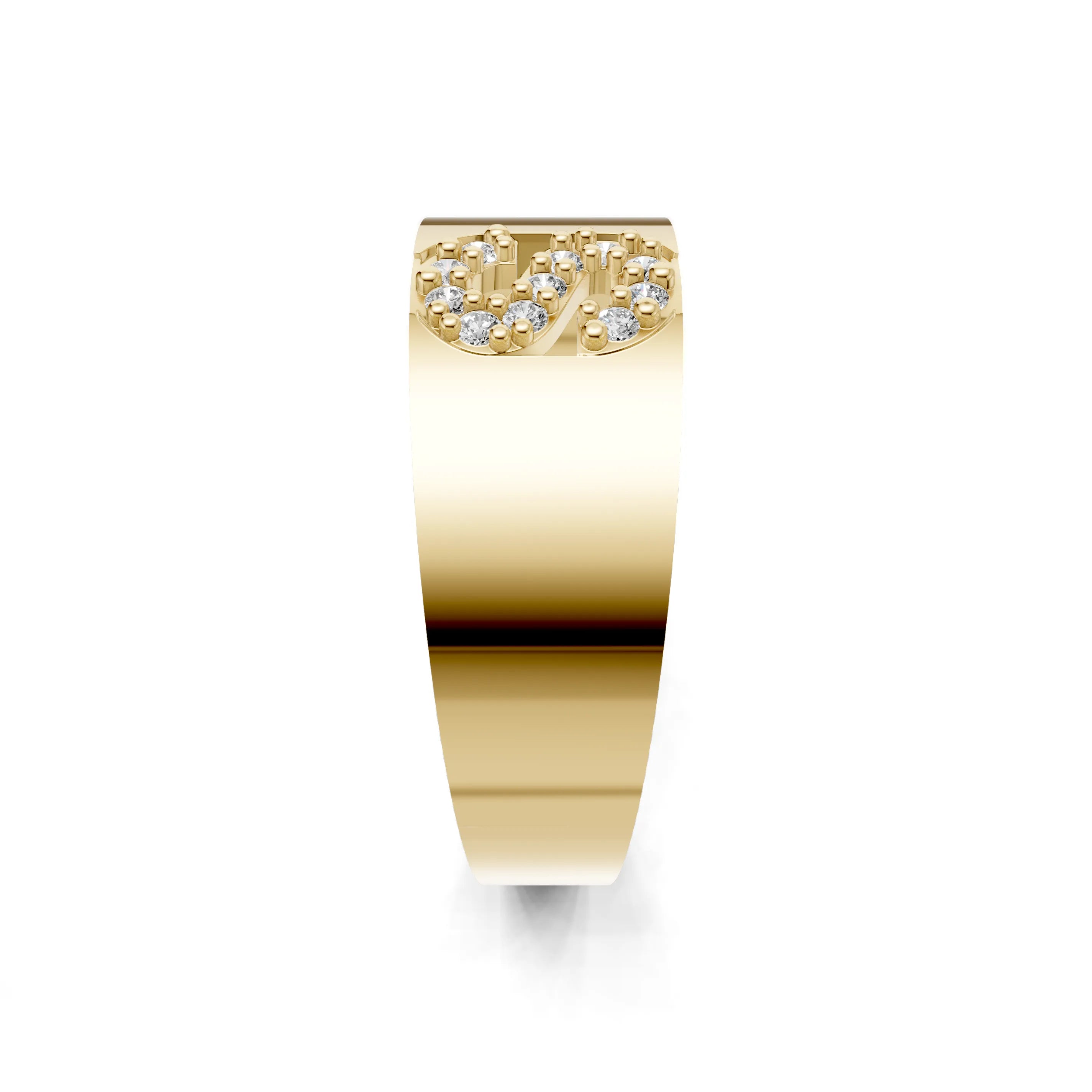 Pargold Solid Gold Sophisticated Initial "S" Gold Signet Ring -Gold_Diamond_Static_Gold