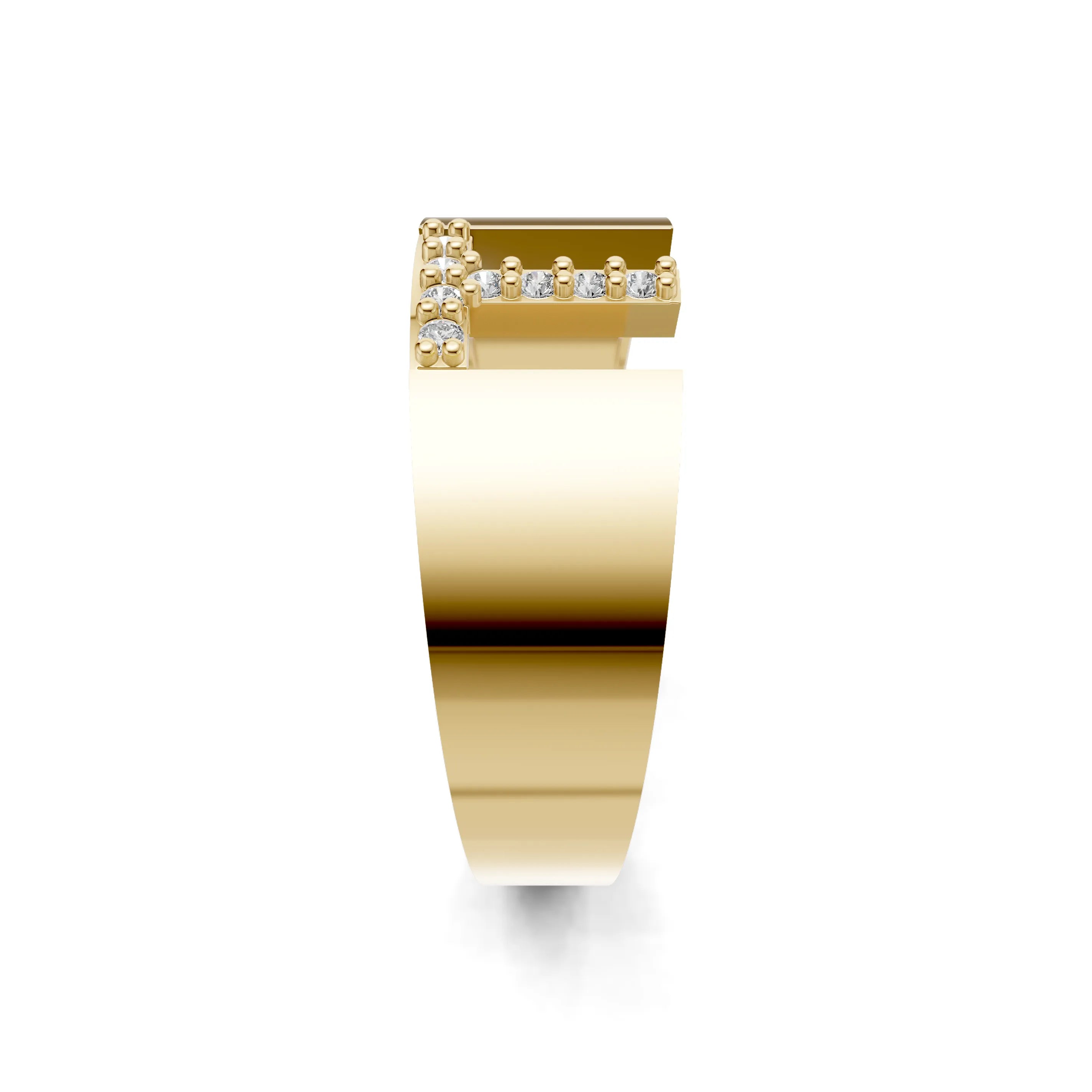 Pargold Solid Gold Timeless Initial "T" Gold Signet Ring -Gold_Diamond_Static_Gold