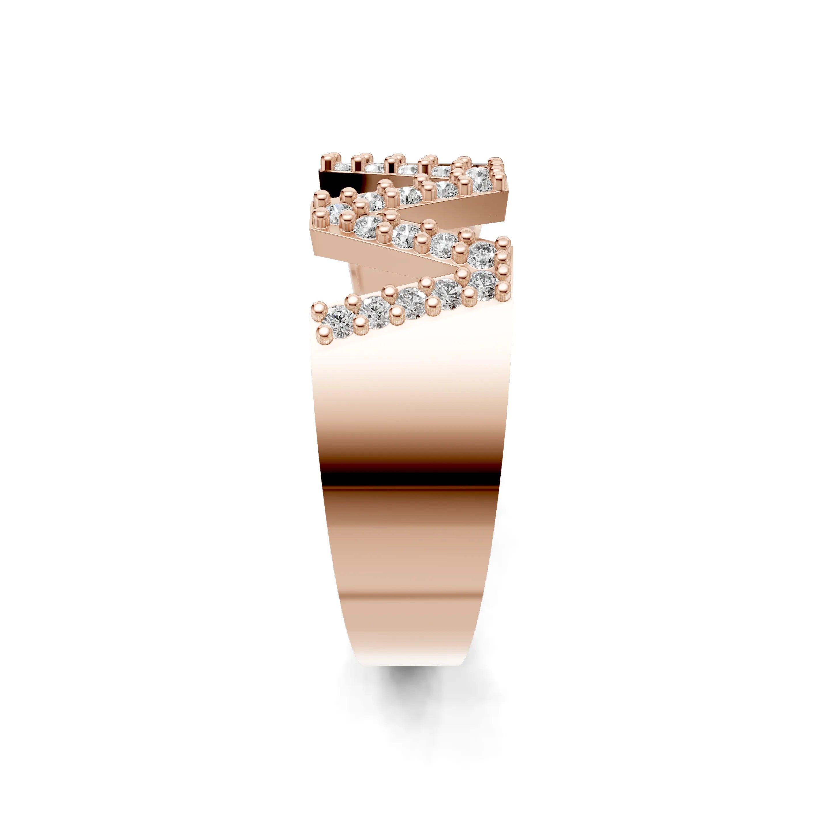 Pargold Solid Gold Wonderful Initial "W" Gold Signet Ring -Rose_Diamond_Static_Rose