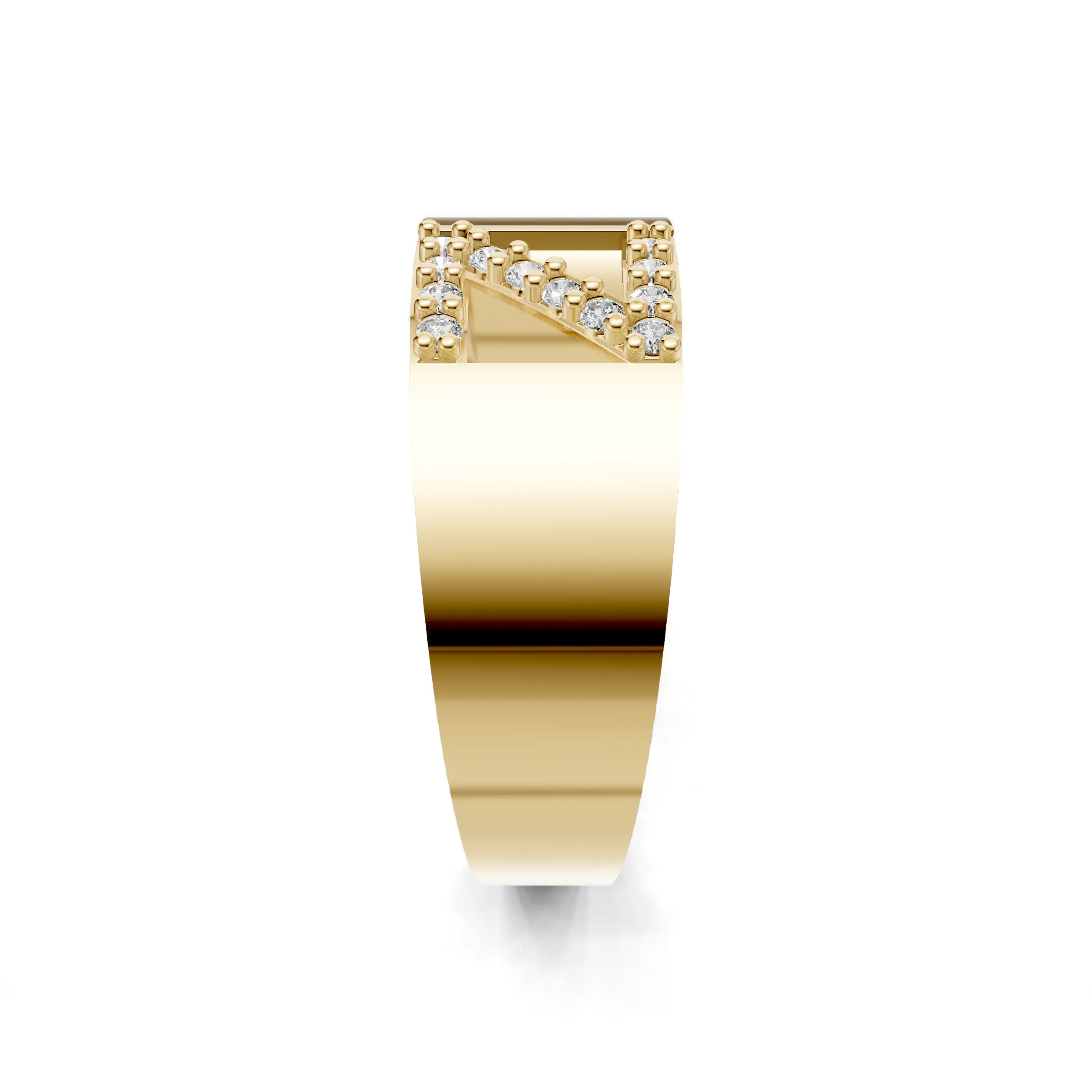 Pargold Solid Gold Zephyr Initial "Z" Gold Signet Ring -Gold_Diamond_Static_Gold