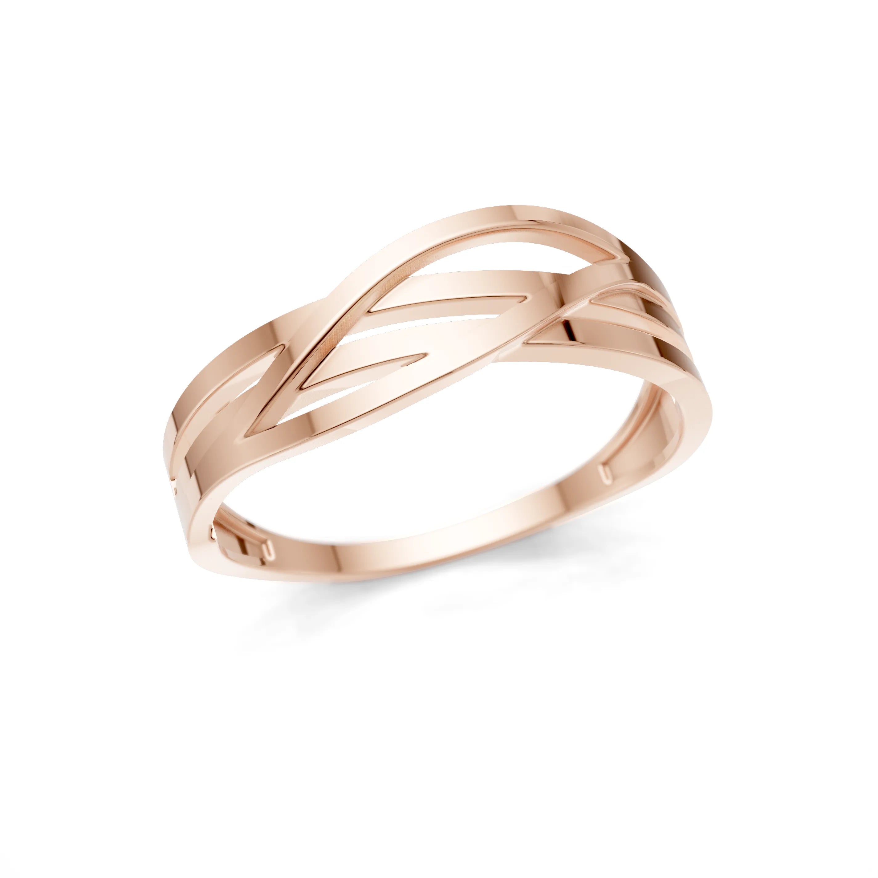 Pargold Solid Gold Elegant Drift Wave Band -Rose_Static_Rose