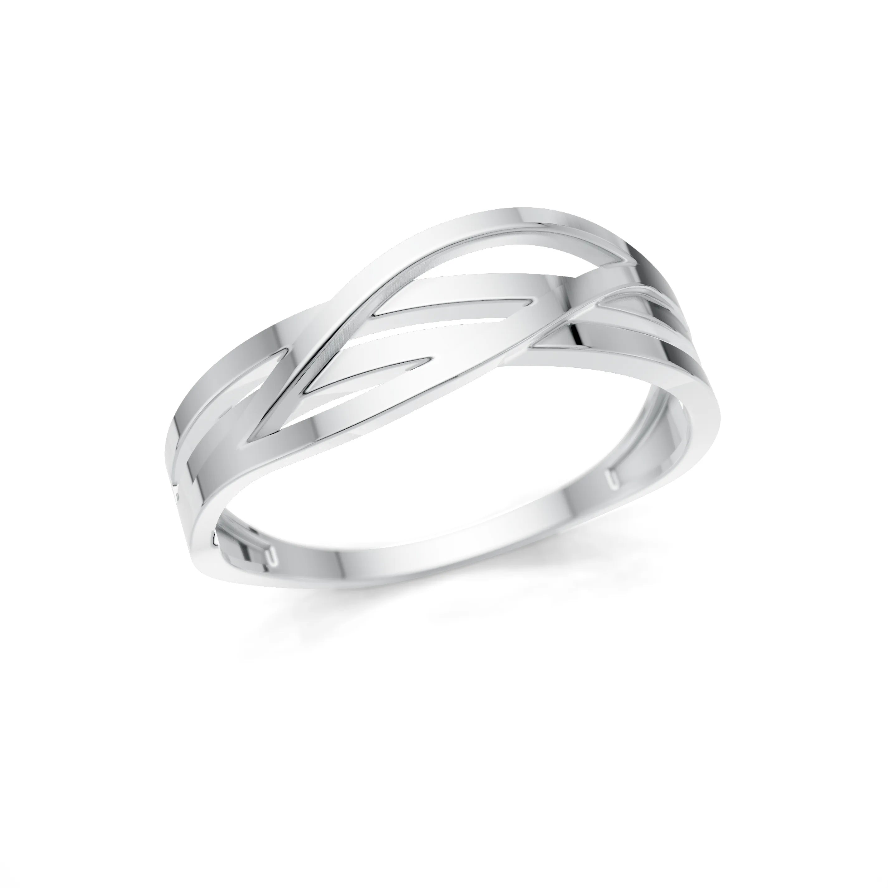 Pargold Solid Gold Elegant Drift Wave Band -Silver_Static_Silver