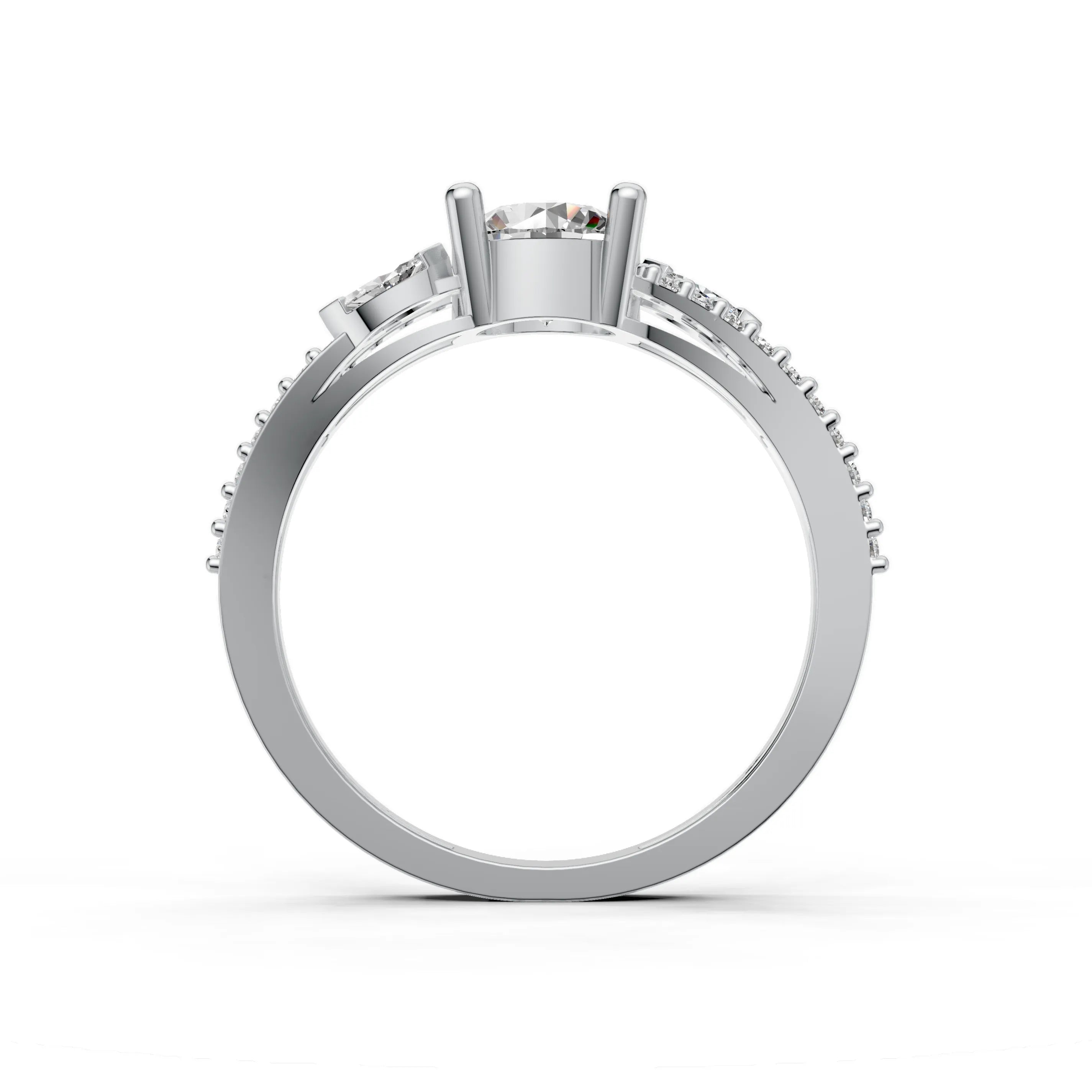 Pargold Solid Gold Radiant Marquise & Round Cut Ring -Silver_Diamond_Diamond_Static_Silver