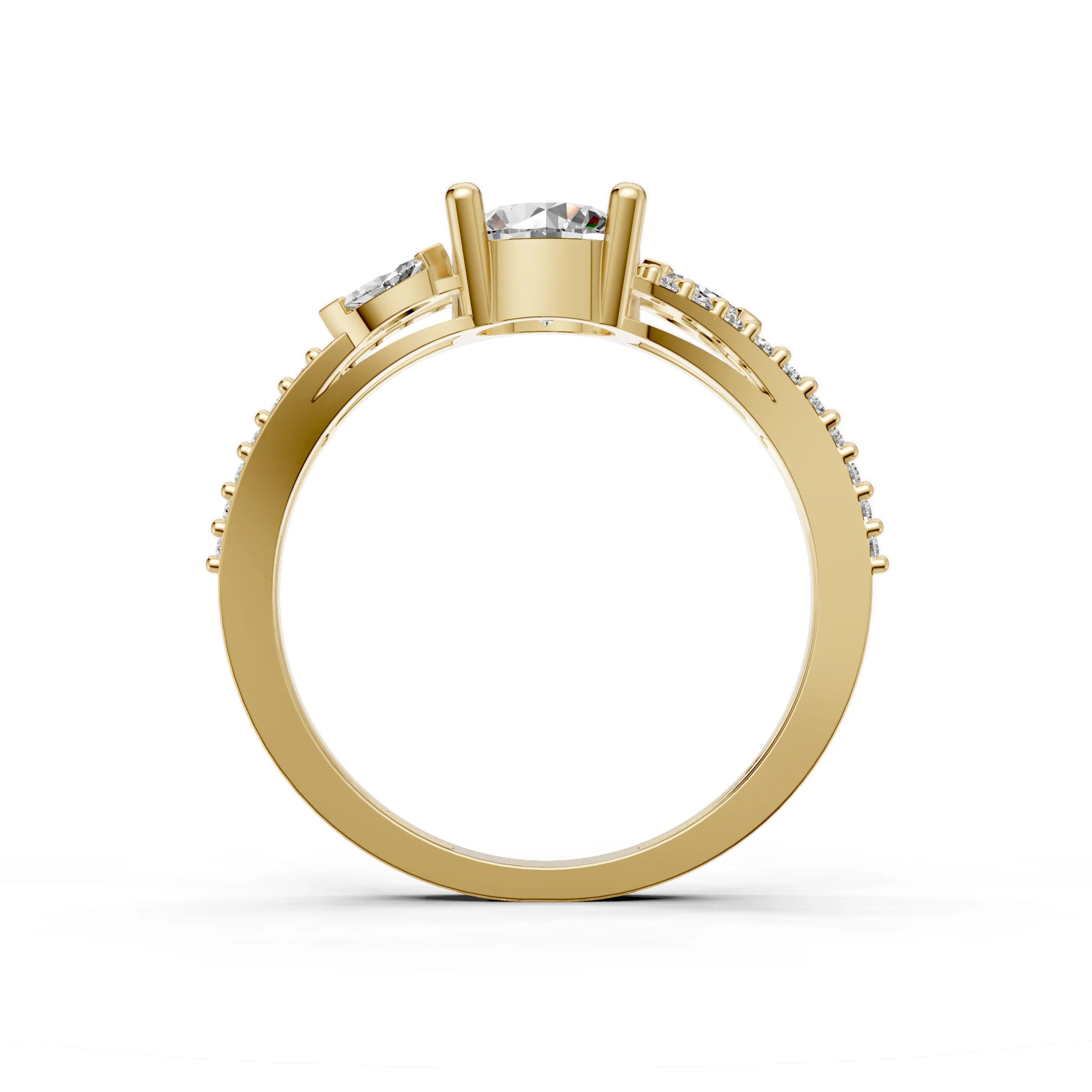 Pargold Solid Gold Radiant Marquise & Round Cut Ring -Gold_Diamond_Diamond_Static_Gold