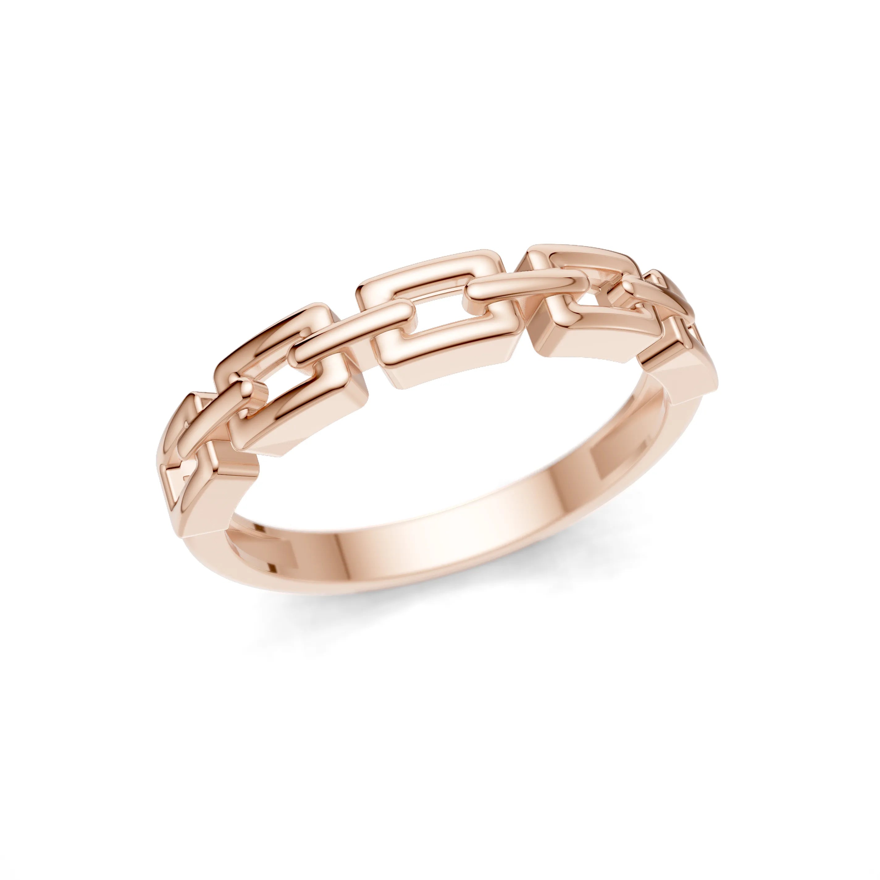 Pargold Solid Gold Chic Link Band Ring -Rose_Static_Rose