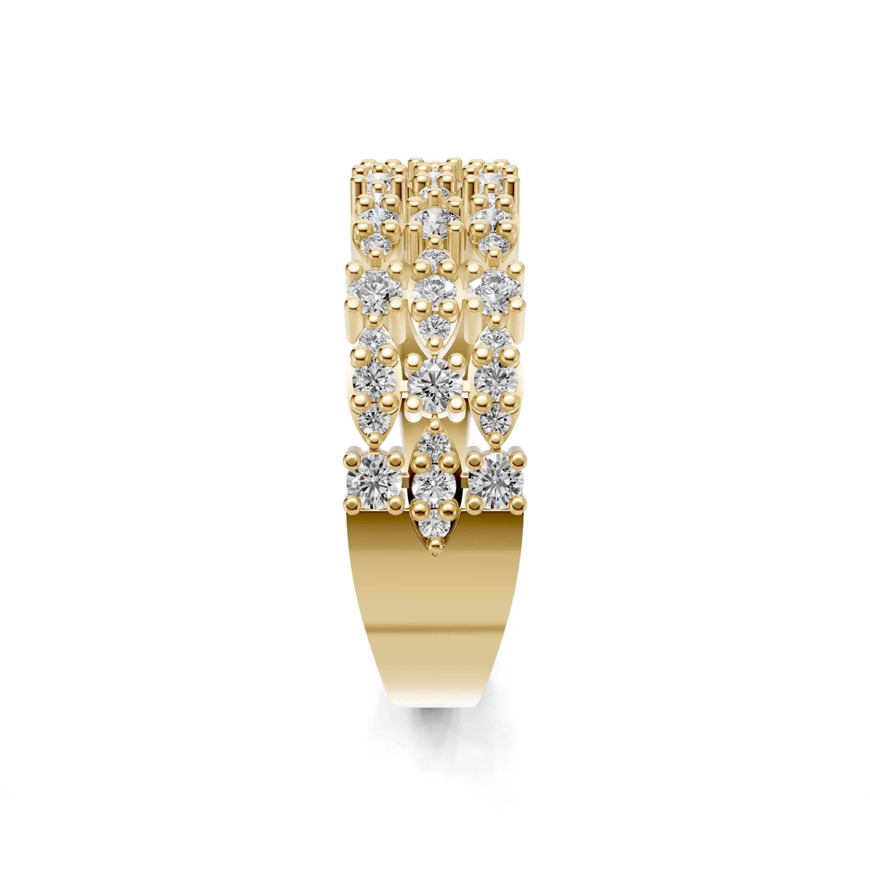 Pargold Solid Gold Blossom Cascade Gemstone Ring -Gold_Diamond_Diamond_Static_Gold