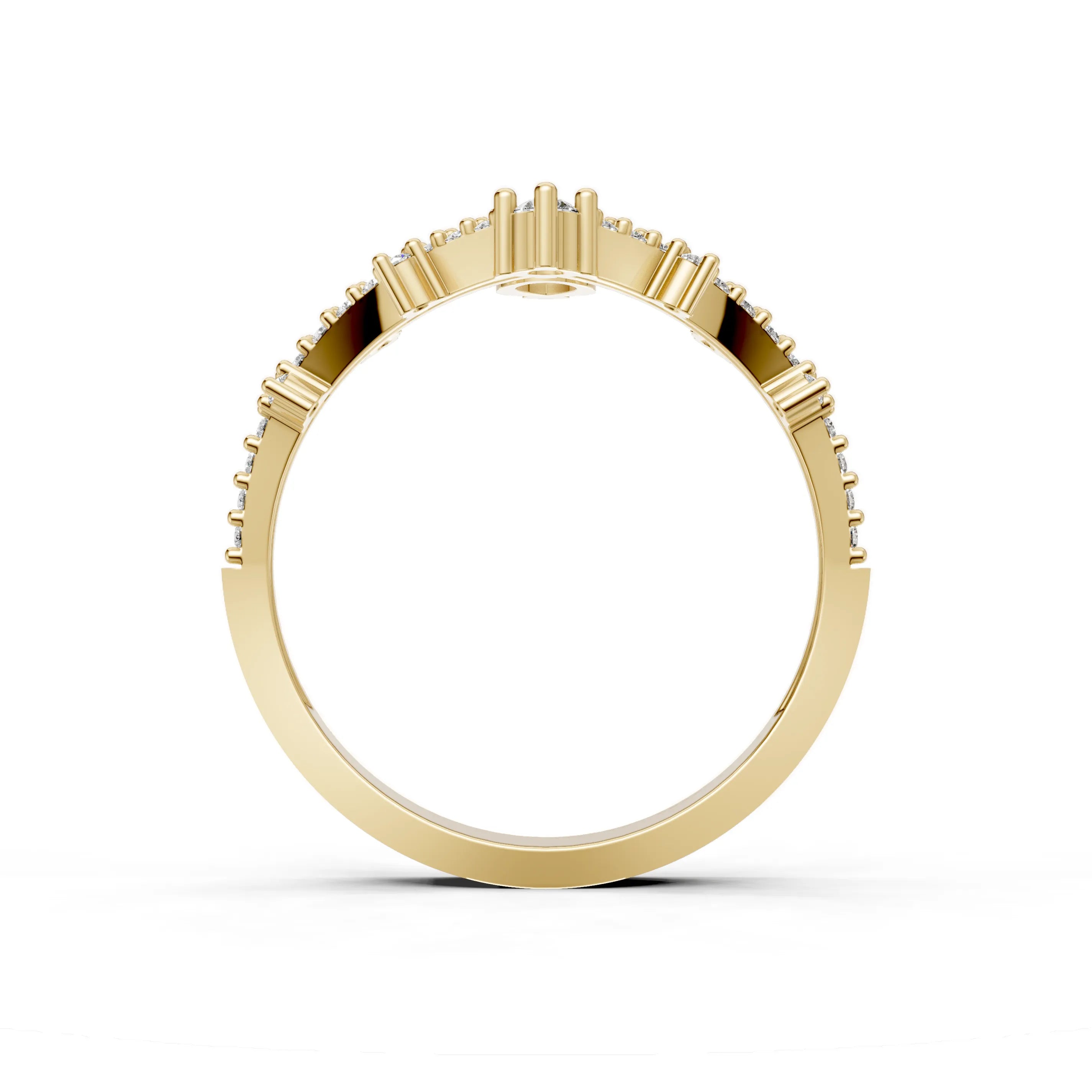 Pargold Solid Gold Gleaming Teardrop Orbit Ring -Gold_Diamond_Diamond_Static_Gold