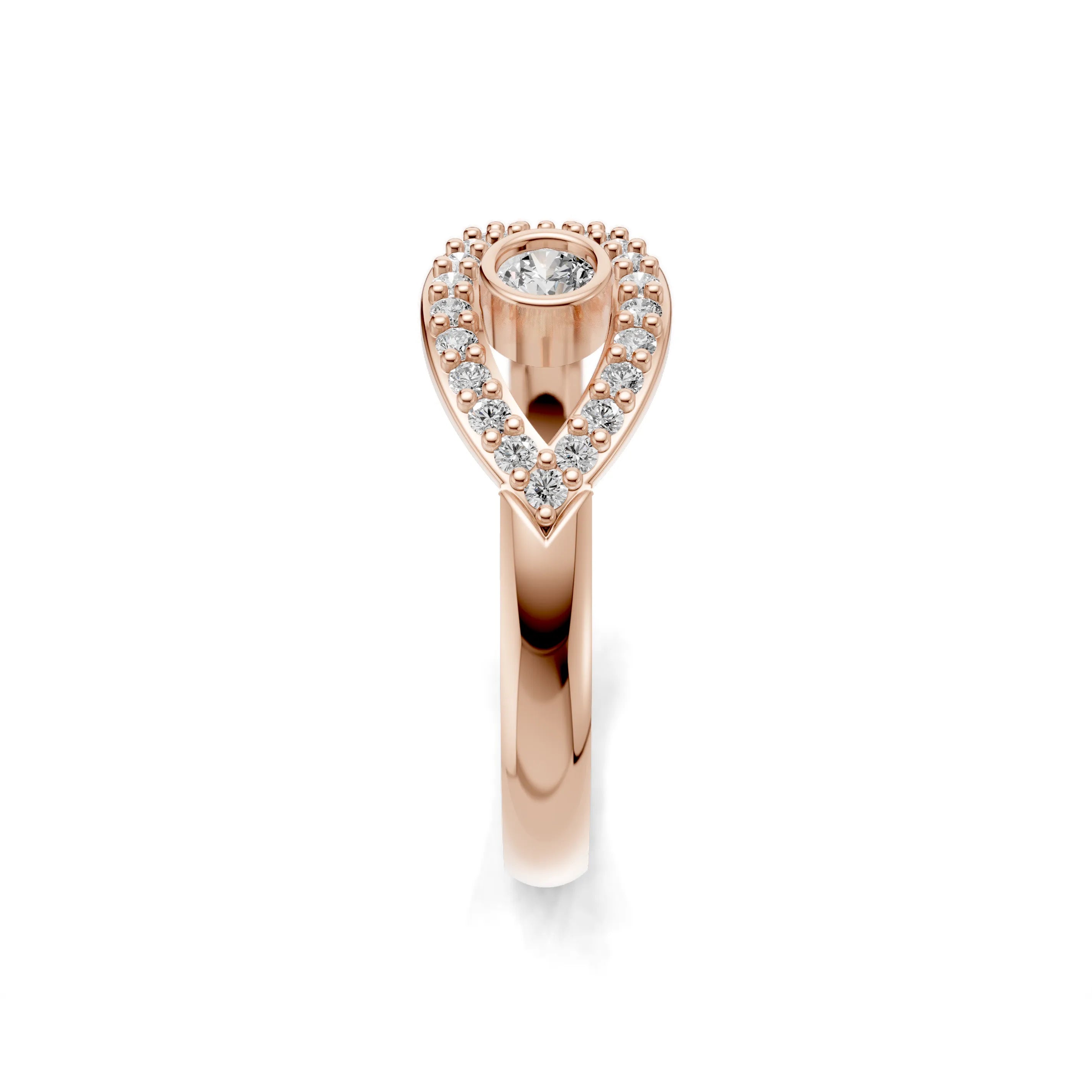 Pargold Solid Gold Celestial Sparkle Halo Ring -Rose_Diamond_Diamond_Static_Rose