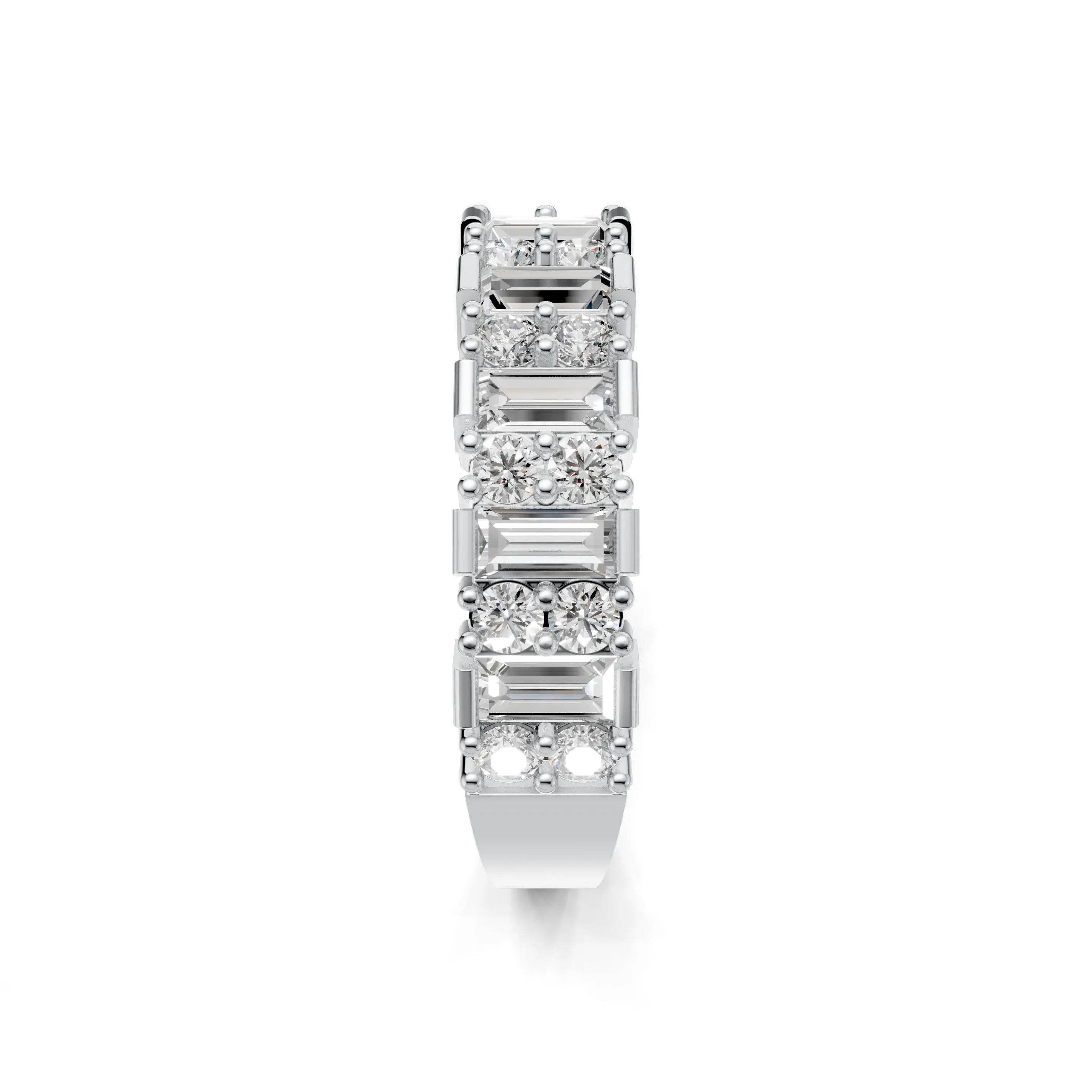 Pargold Solid Gold Radiant Promenade Eternity Ring -Silver_Diamond_Diamond_Static_Silver