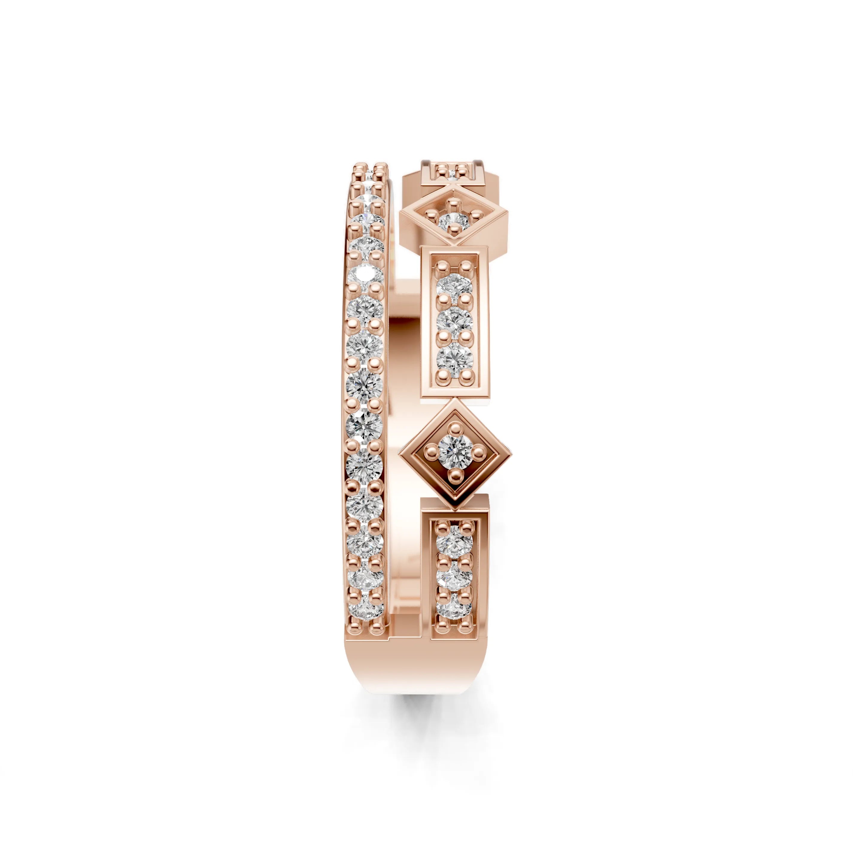 Pargold Solid Gold Geometric Brilliance Band Ring -Rose_Diamond_Diamond_Static_Rose