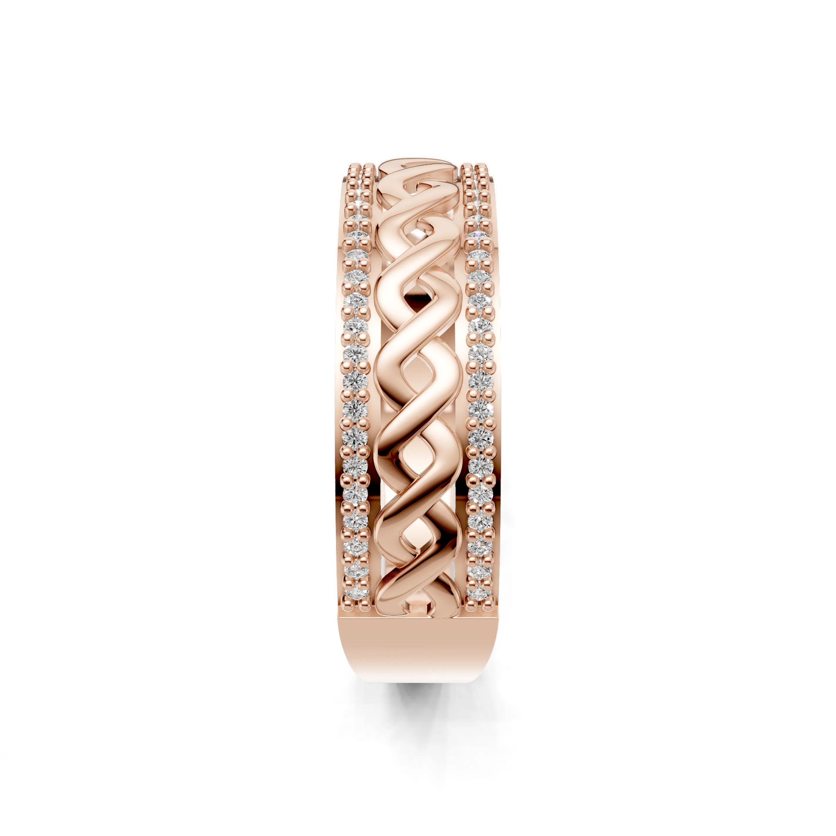 Pargold Solid Gold Luxe Link Elegance Ring -Rose_Diamond_Diamond_Static_Rose