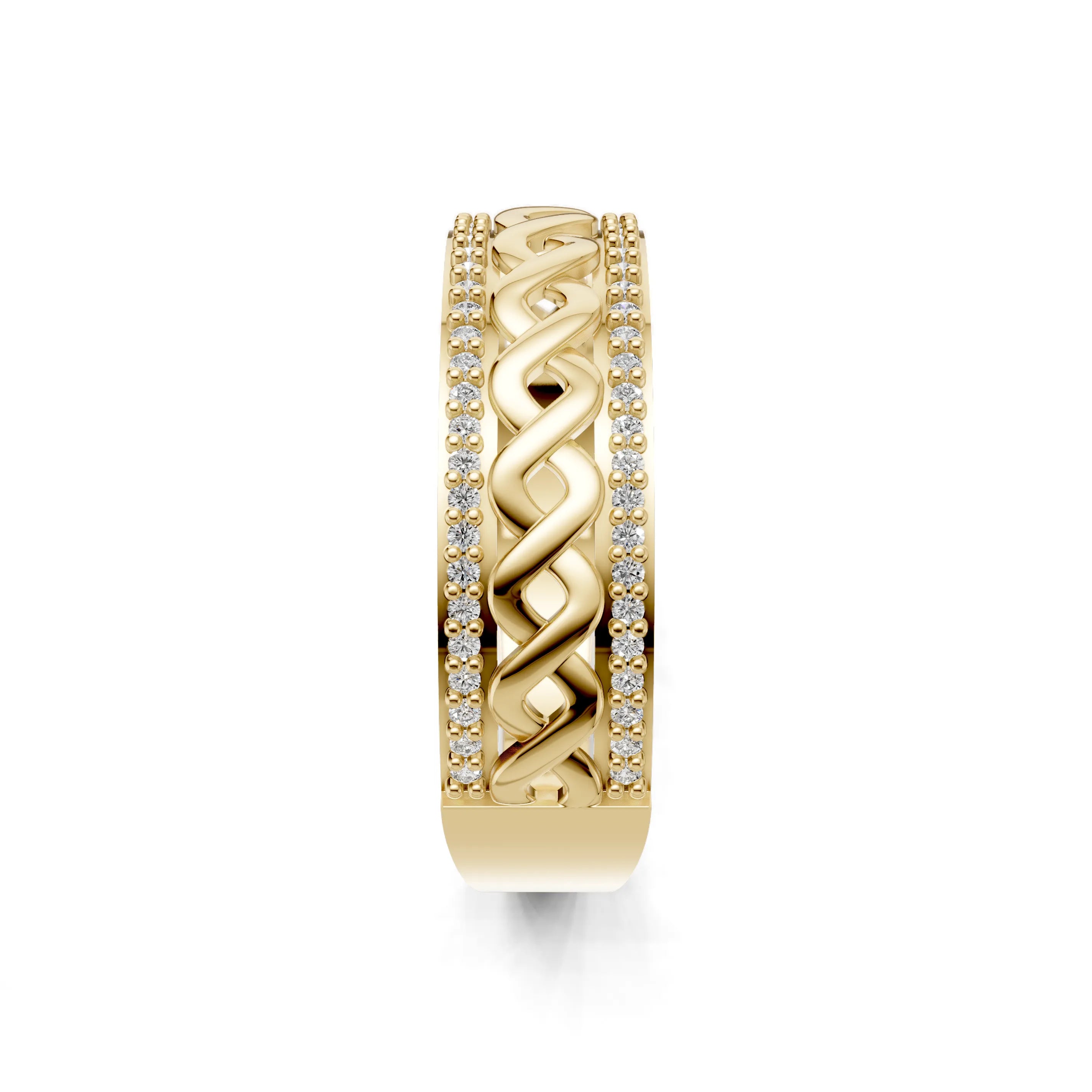 Pargold Solid Gold Luxe Link Elegance Ring -Gold_Diamond_Diamond_Static_Gold