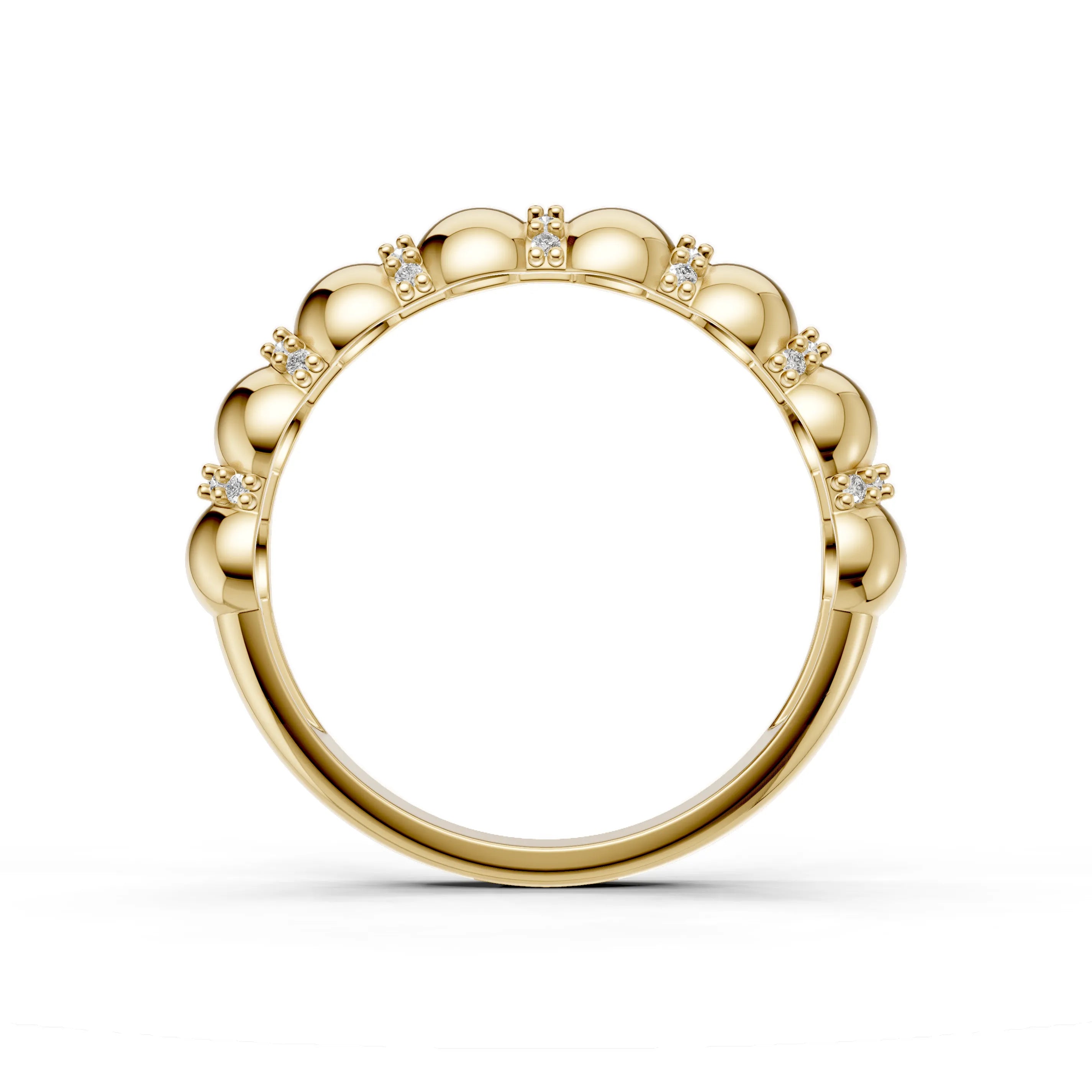 Pargold Solid Gold Gleaming Beadwork Ellipse Ring -Gold_Diamond_Diamond_Static_Gold