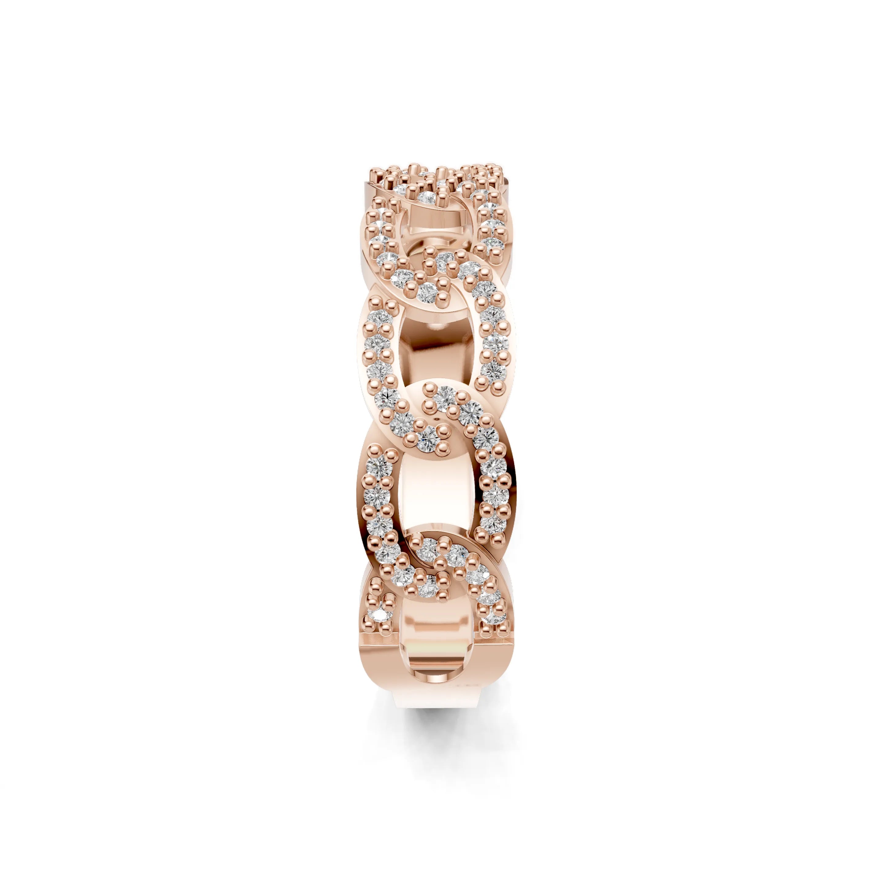 Pargold Solid Gold Infinite Shimmer Chain Link Ring -Rose_Diamond_Diamond_Static_Rose