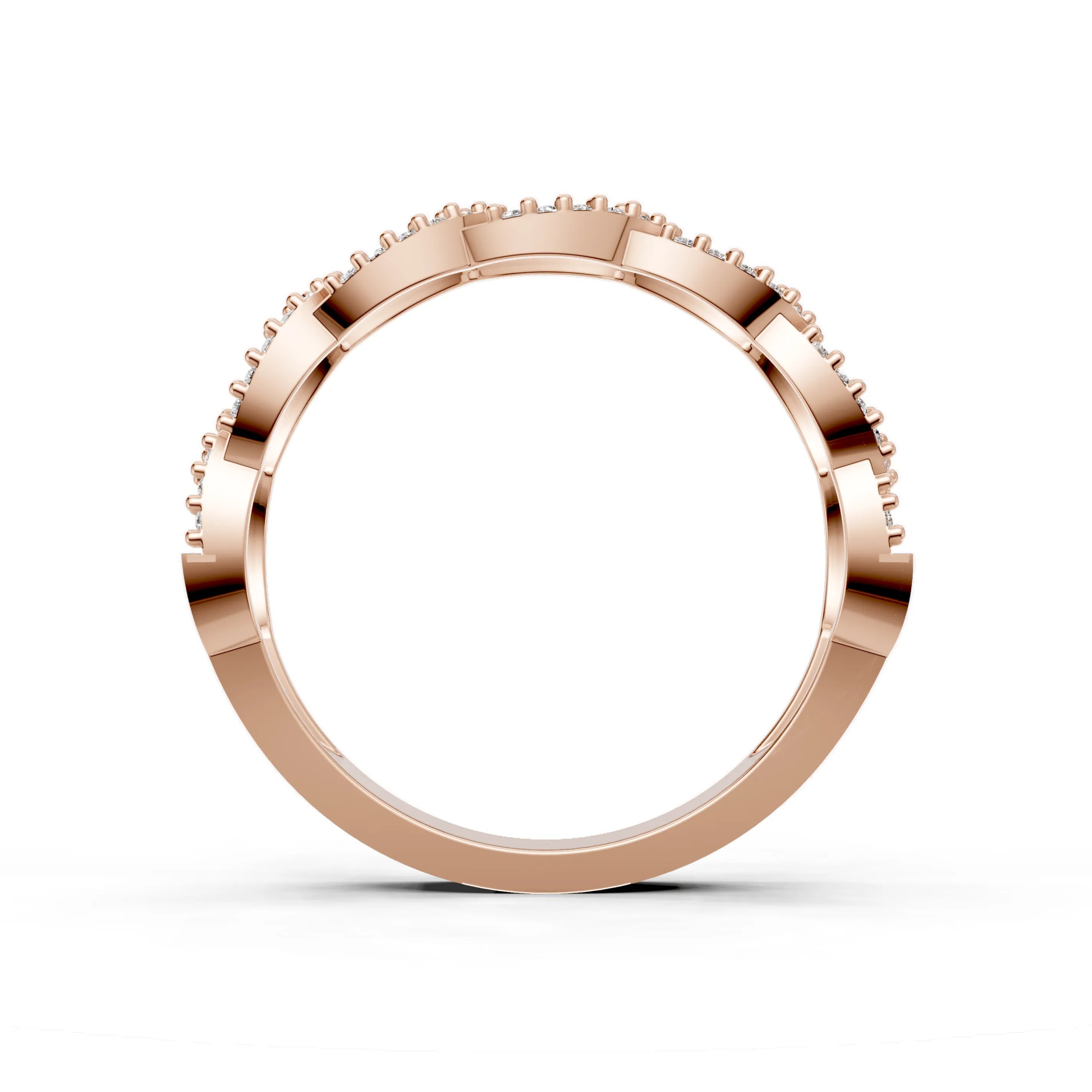 Pargold Solid Gold Infinite Shimmer Chain Link Ring -Rose_Diamond_Diamond_Static_Rose