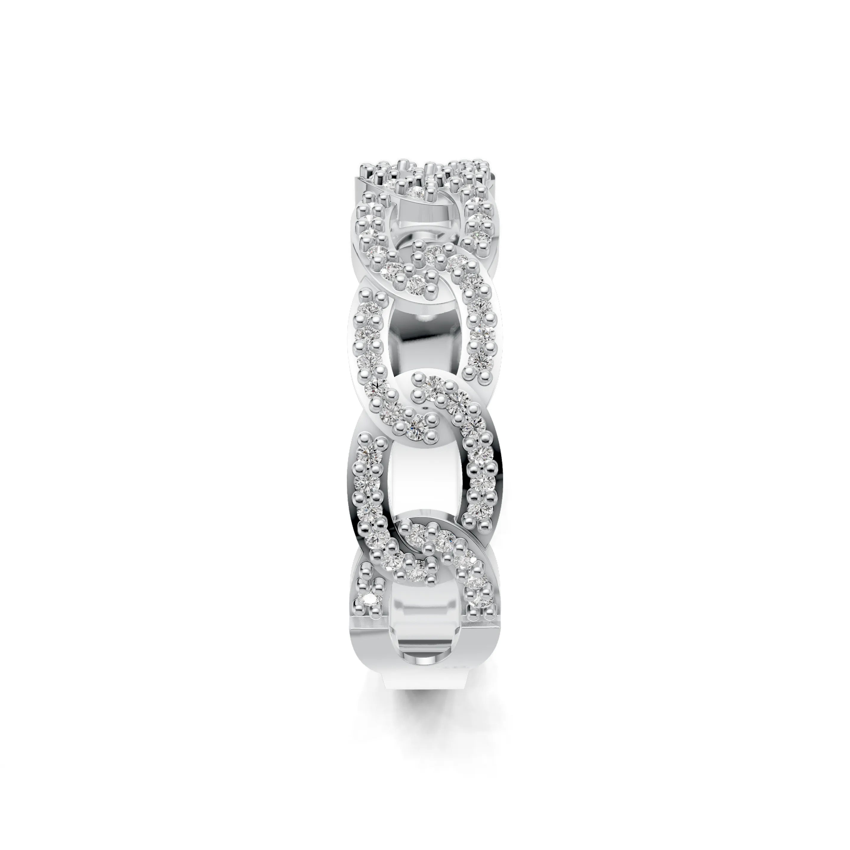 Pargold Solid Gold Infinite Shimmer Chain Link Ring -Silver_Diamond_Diamond_Static_Silver