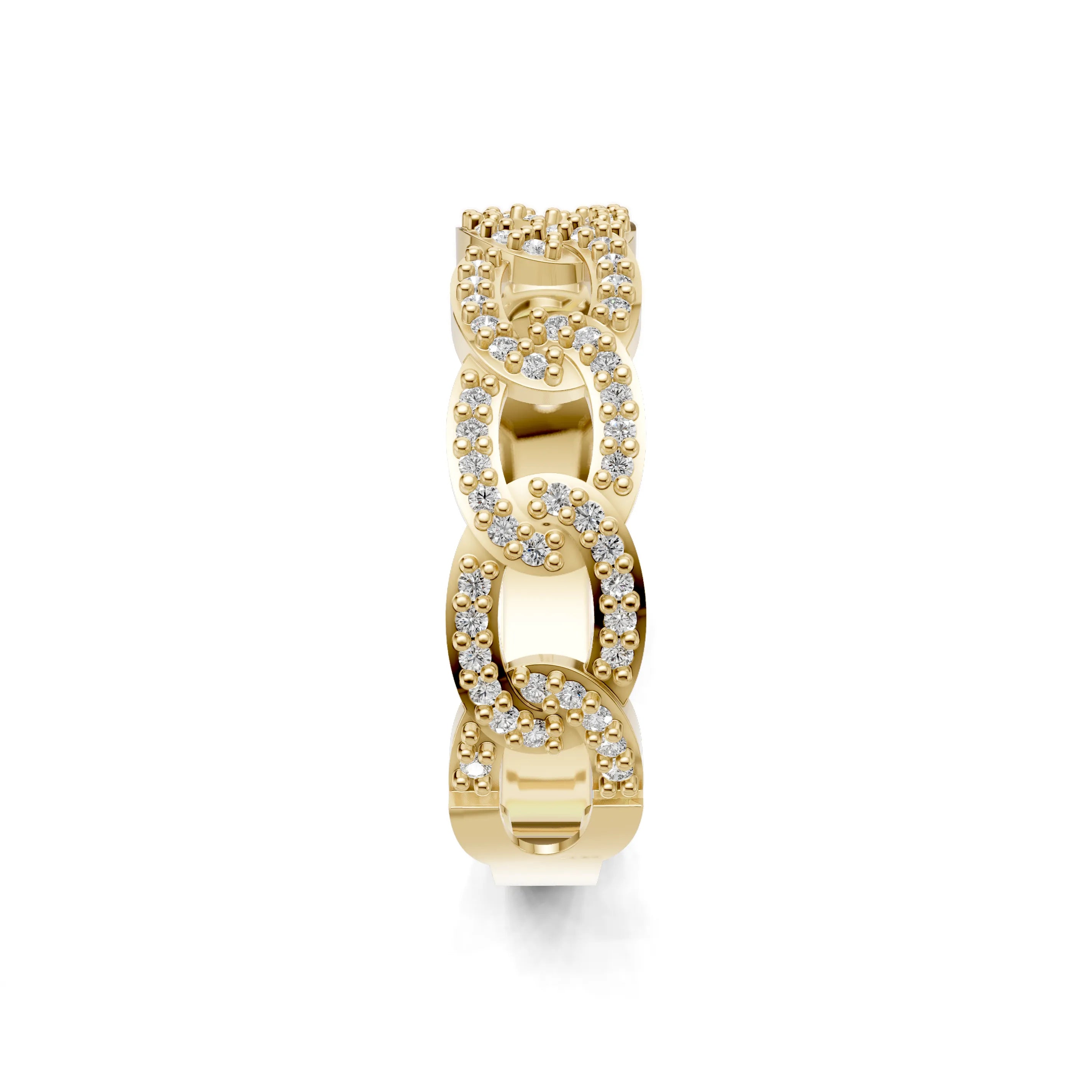 Pargold Solid Gold Infinite Shimmer Chain Link Ring -Gold_Diamond_Diamond_Static_Gold