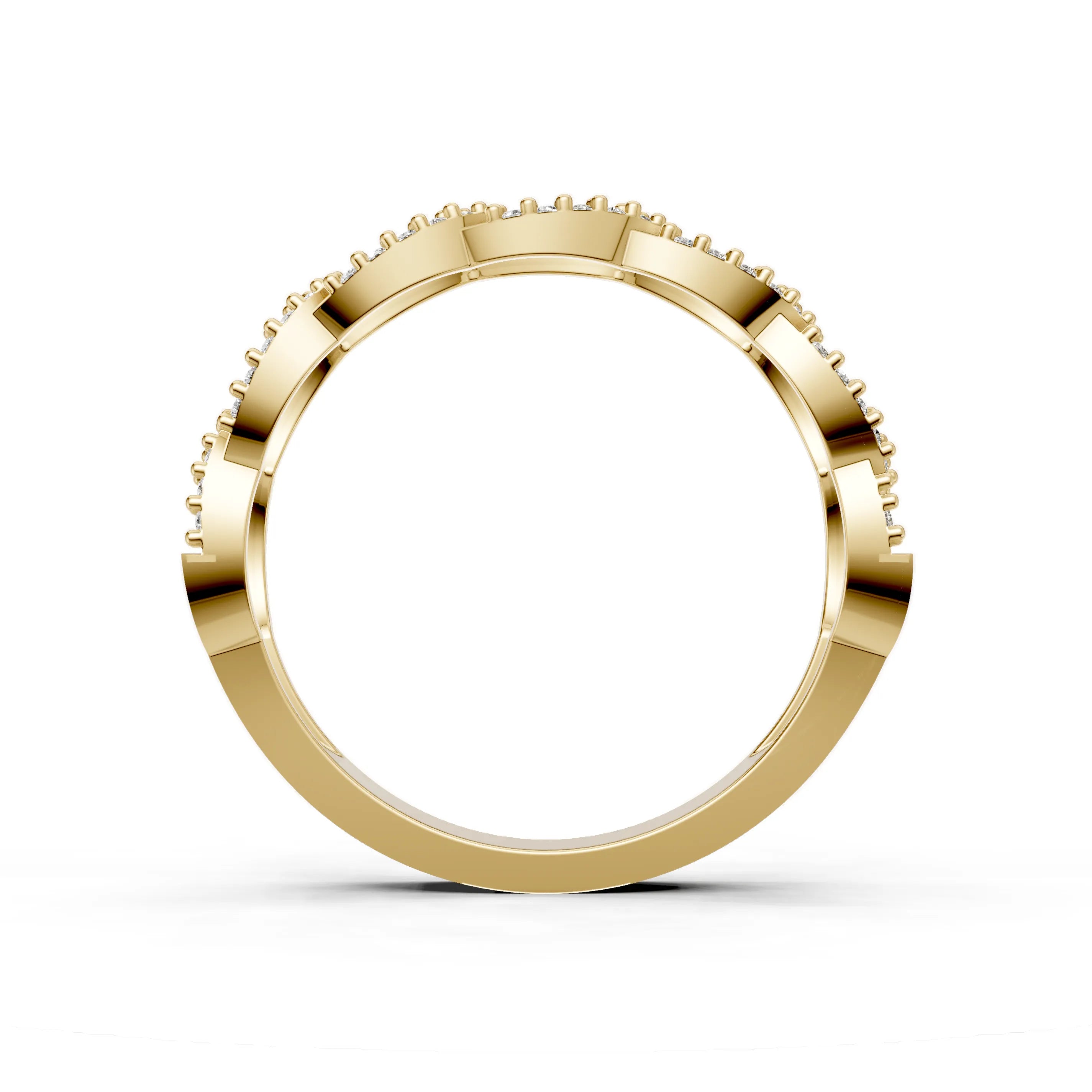 Pargold Solid Gold Infinite Shimmer Chain Link Ring -Gold_Diamond_Diamond_Static_Gold