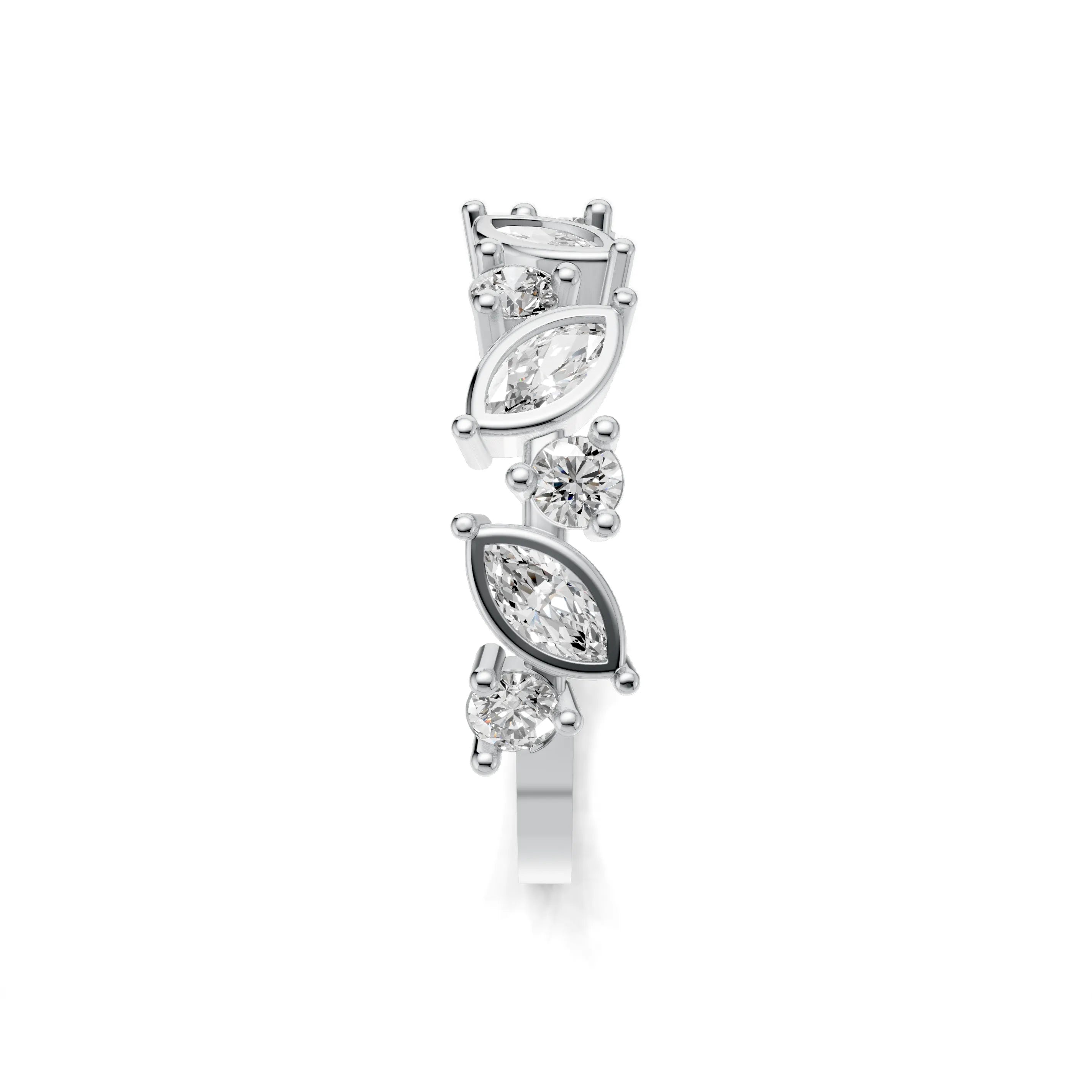 Pargold Solid Gold Marquise Mosaic Spark Ring -Silver_Diamond_Diamond_Static_Silver