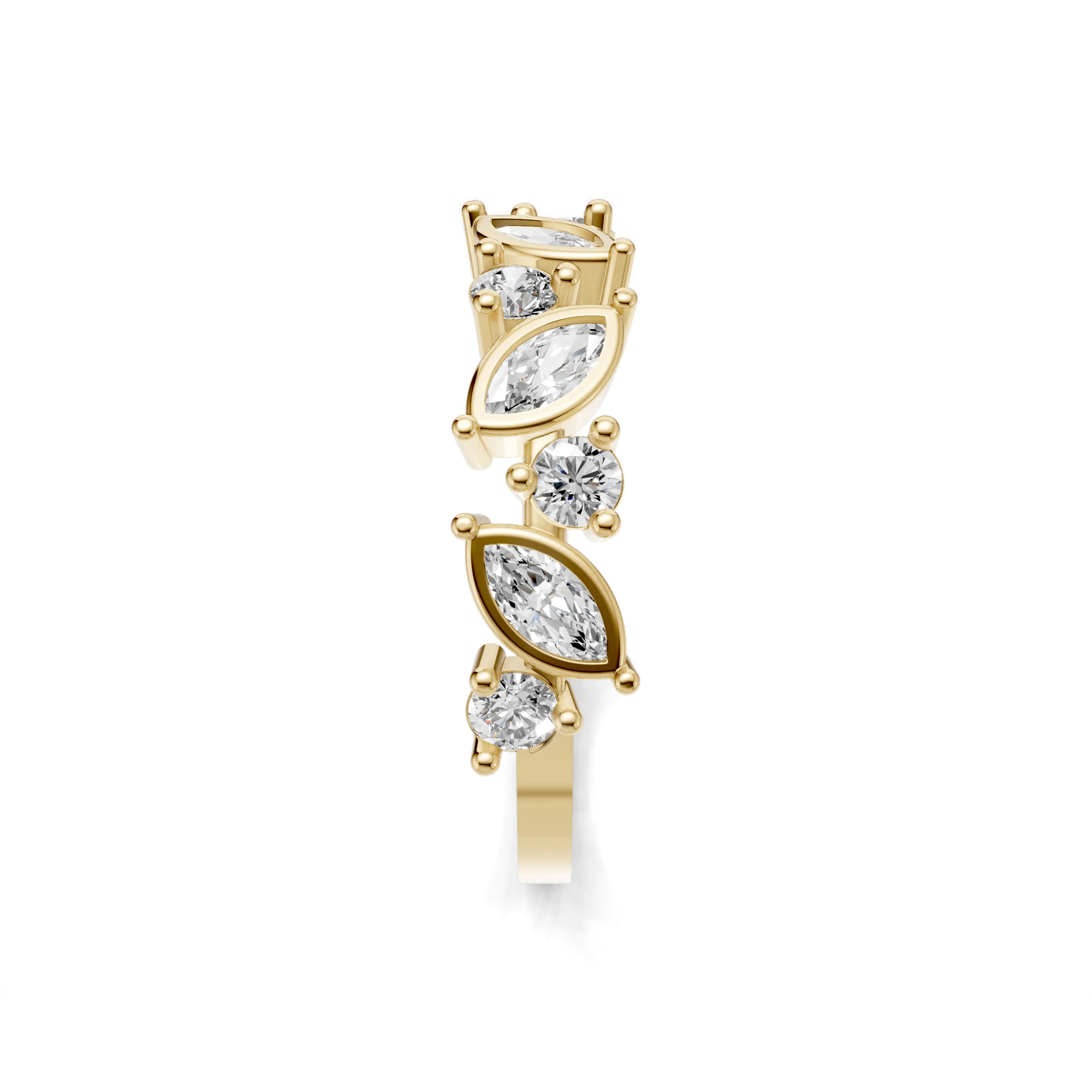 Pargold Solid Gold Marquise Mosaic Spark Ring -Gold_Diamond_Diamond_Static_Gold