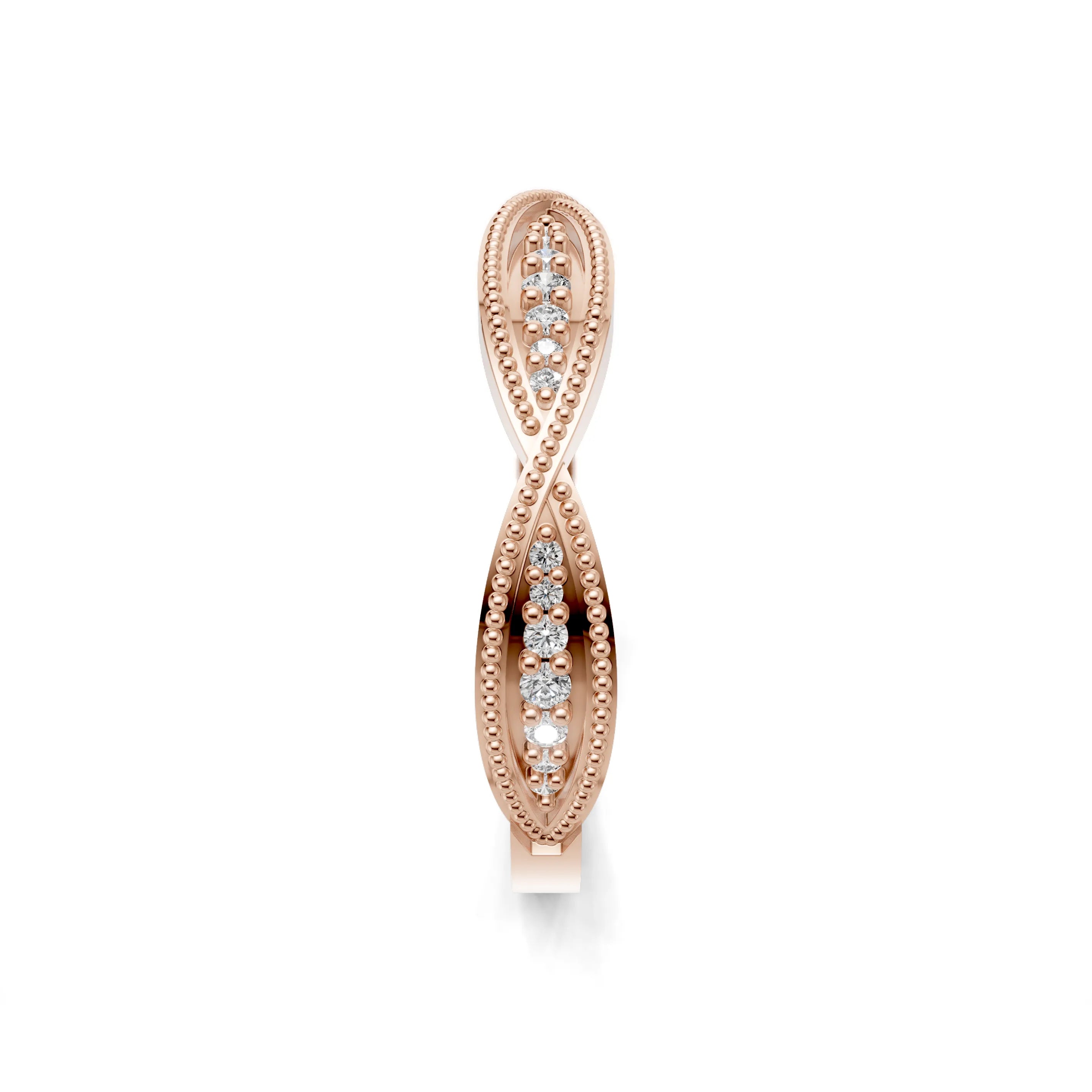 Pargold Solid Gold Milgrain Pave Crossover Ring -Rose_Diamond_Diamond_Static_Rose