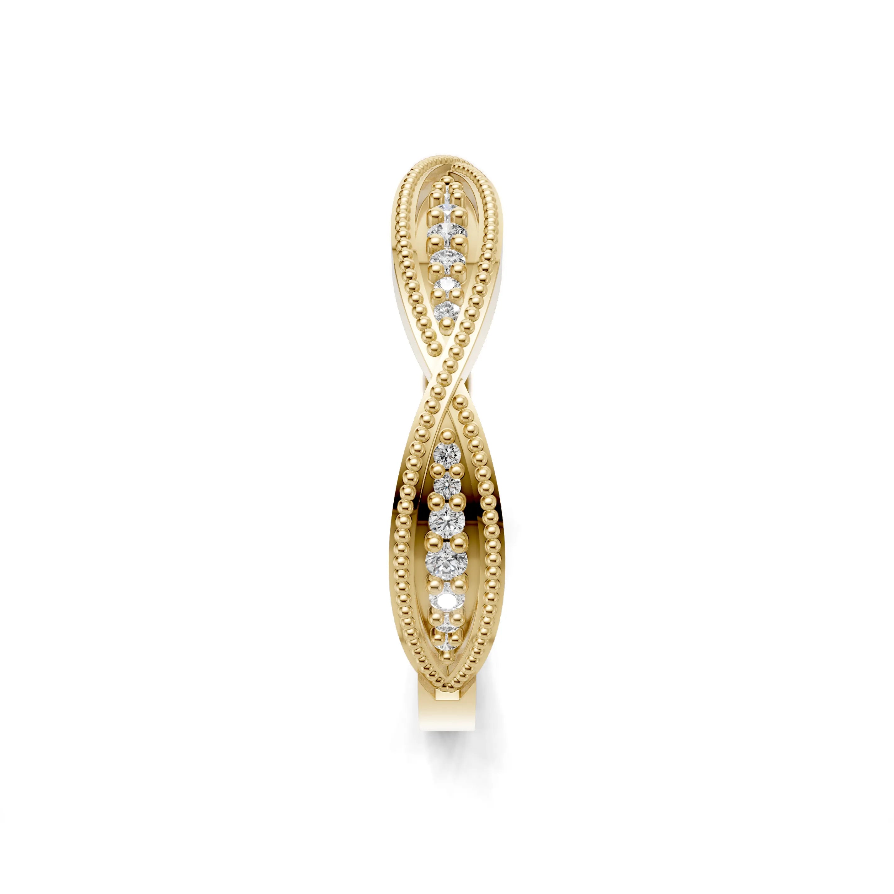 Pargold Solid Gold Milgrain Pave Crossover Ring -Gold_Diamond_Diamond_Static_Gold