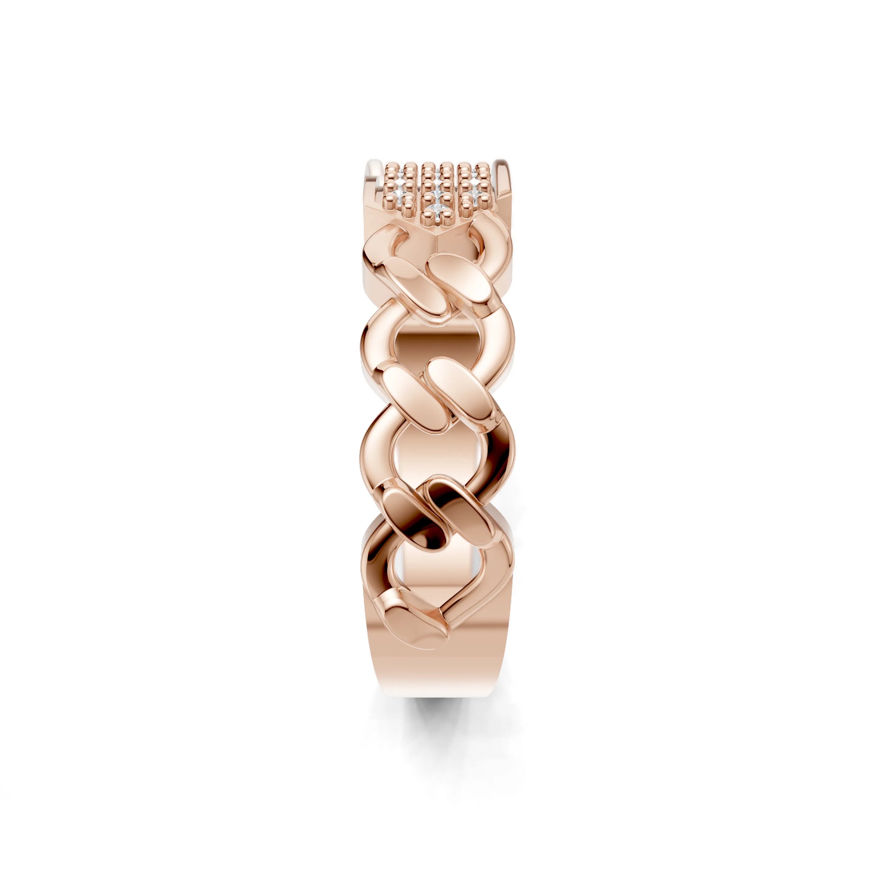 Pargold Solid Gold Chic Link Pav√© Statement Ring -Rose_Diamond_Diamond_Static_Rose