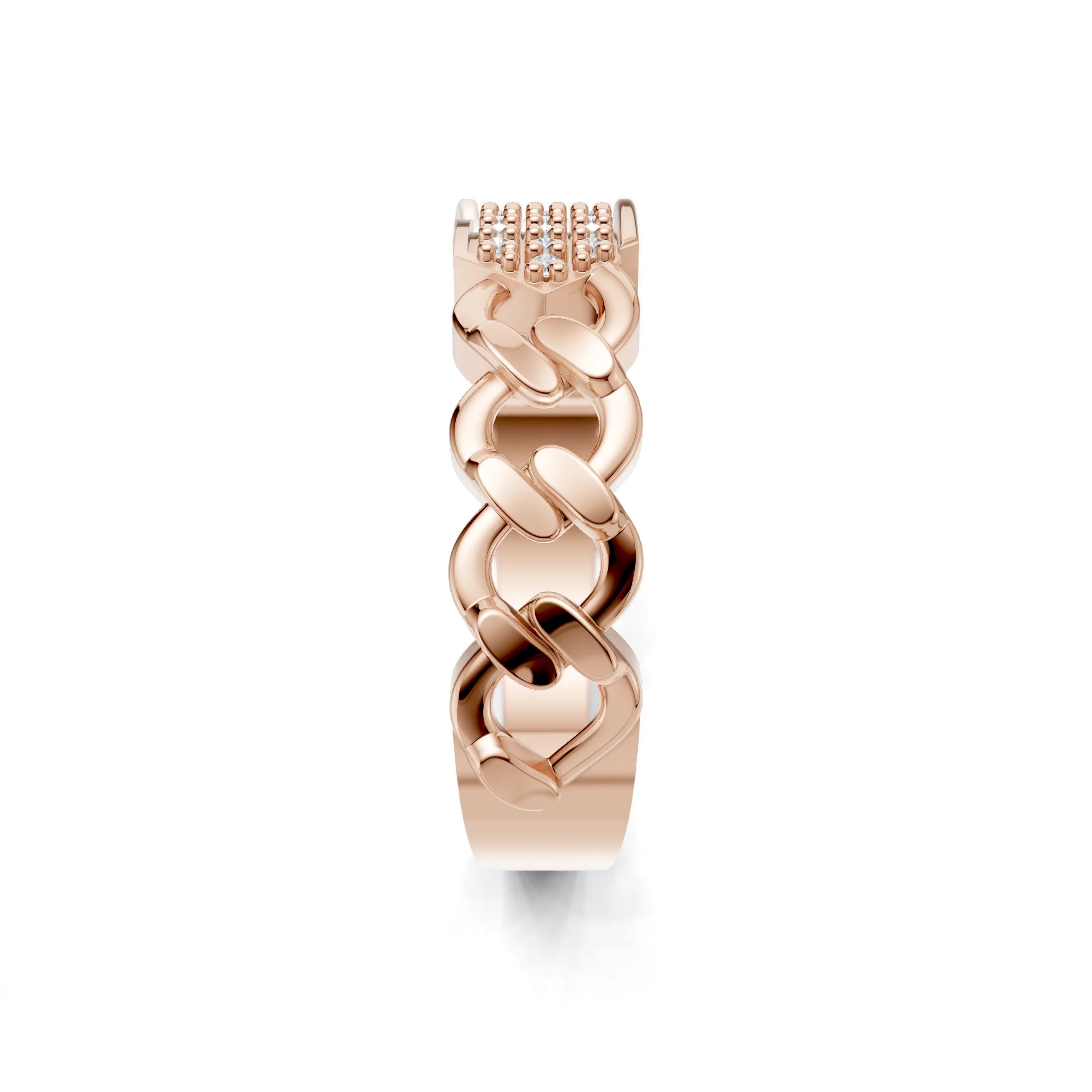 Pargold Solid Gold Chic Link Pave Statement Ring -Rose_Diamond_Diamond_Static_Rose
