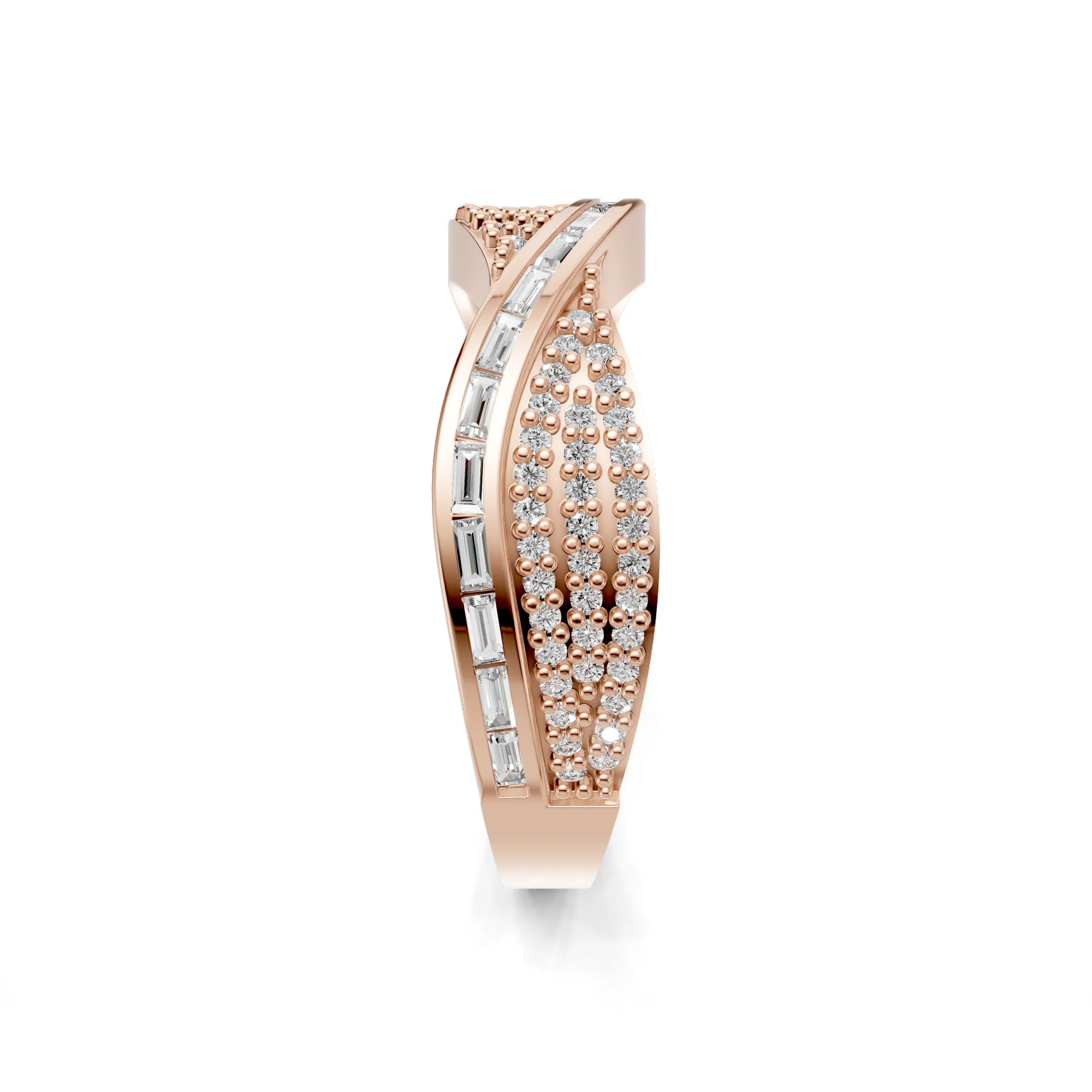 Pargold Solid Gold Diagonal Elegance Cocktail Ring -Rose_Diamond_Diamond_Static_Rose