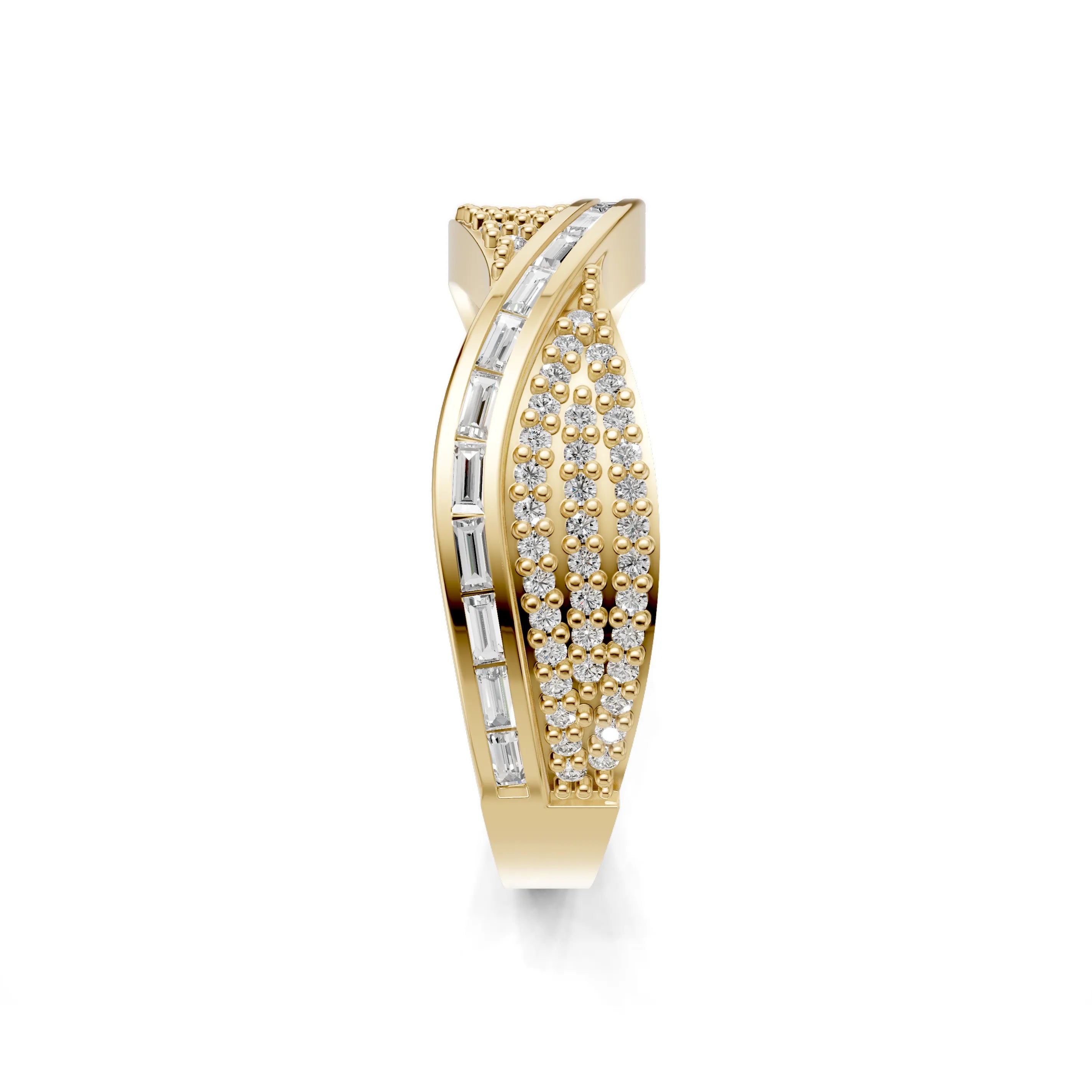 Pargold Solid Gold Diagonal Elegance Cocktail Ring -Gold_Diamond_Diamond_Static_Gold