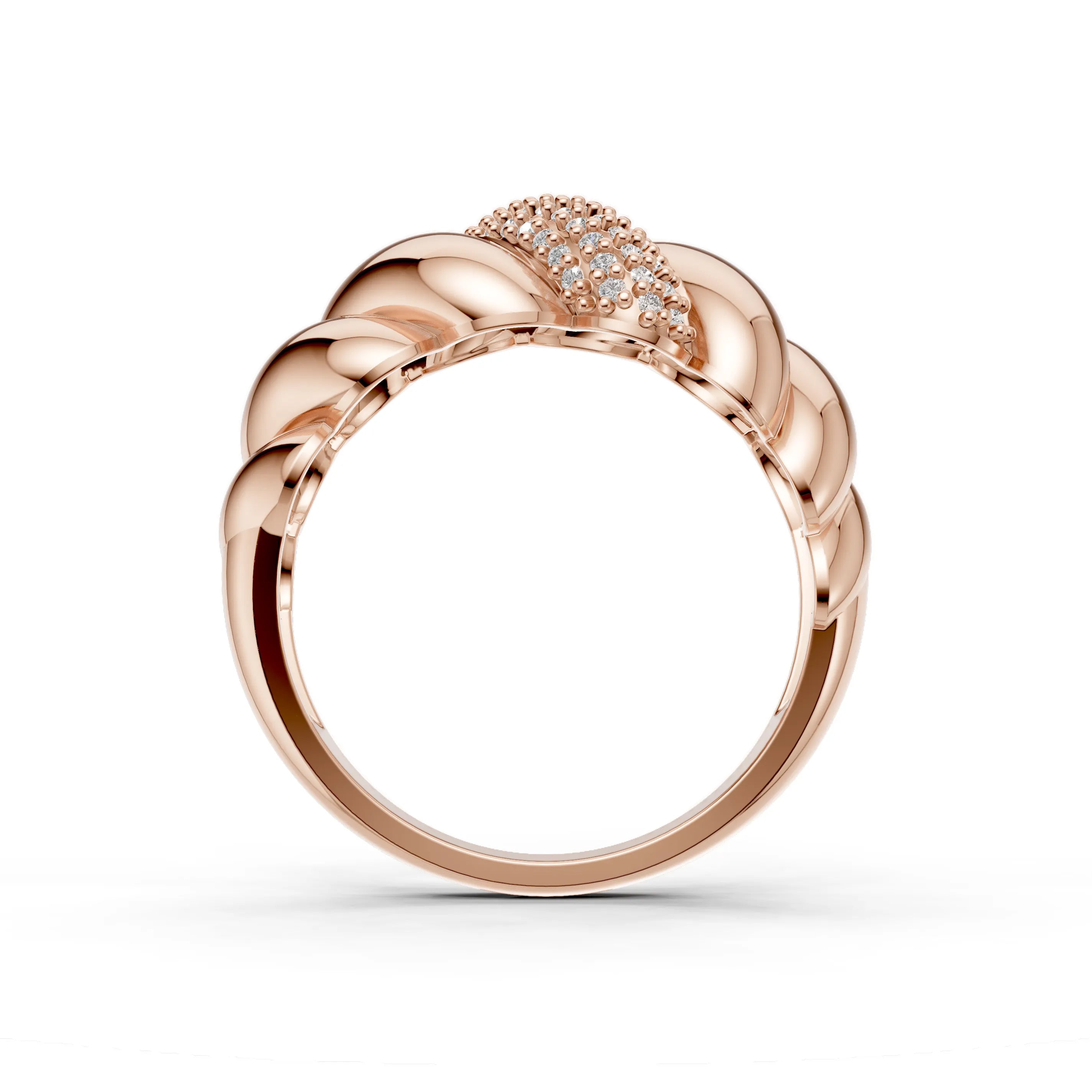 Pargold Solid Gold Glittering Croissant Statement Ring -Rose_Diamond_Diamond_Static_Rose